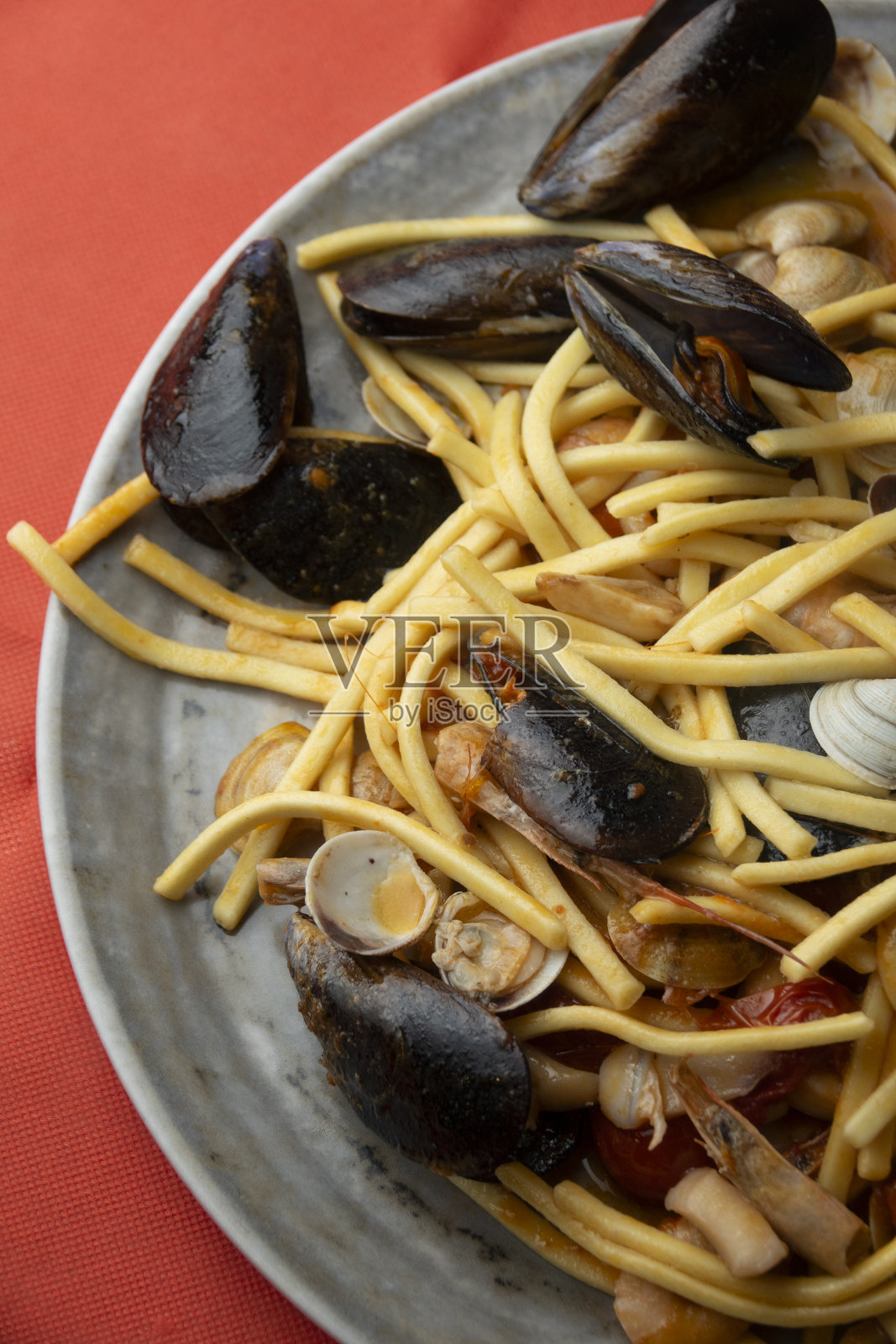 贻贝意面照片摄影图片