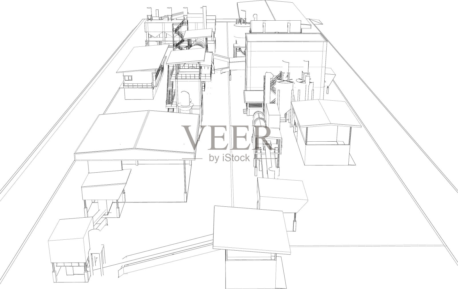 工业建筑的三维插图照片摄影图片