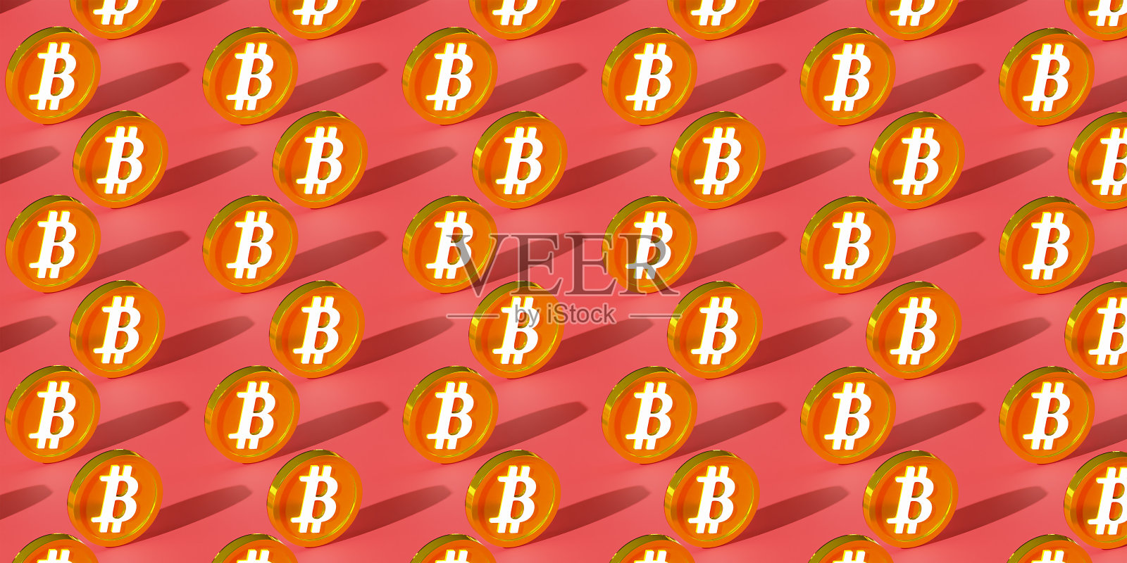 3D模式插图。数字货币符号。比特币。3d渲染。照片摄影图片