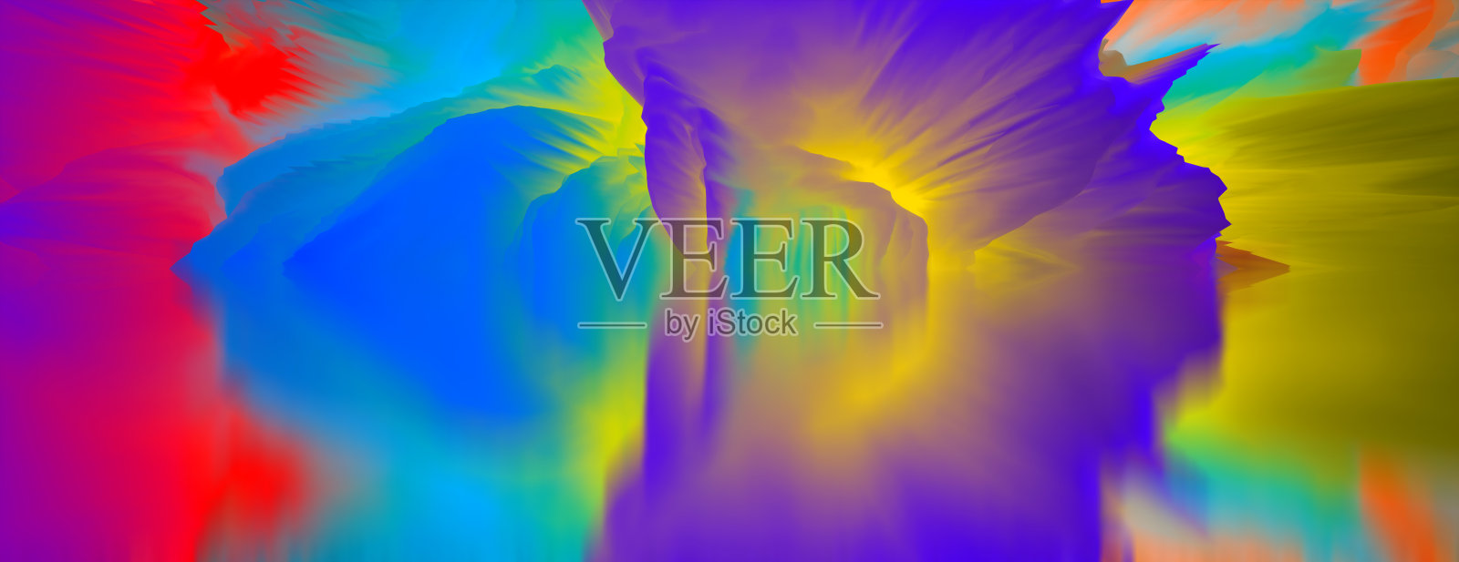 神奇的世界。抽象的风景，超现实的湖泊和倒影。艺术、创造力和想象力。三维演示照片摄影图片