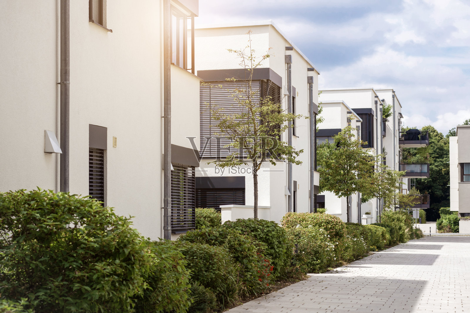 德国低层多户住宅小区景观设计照片摄影图片