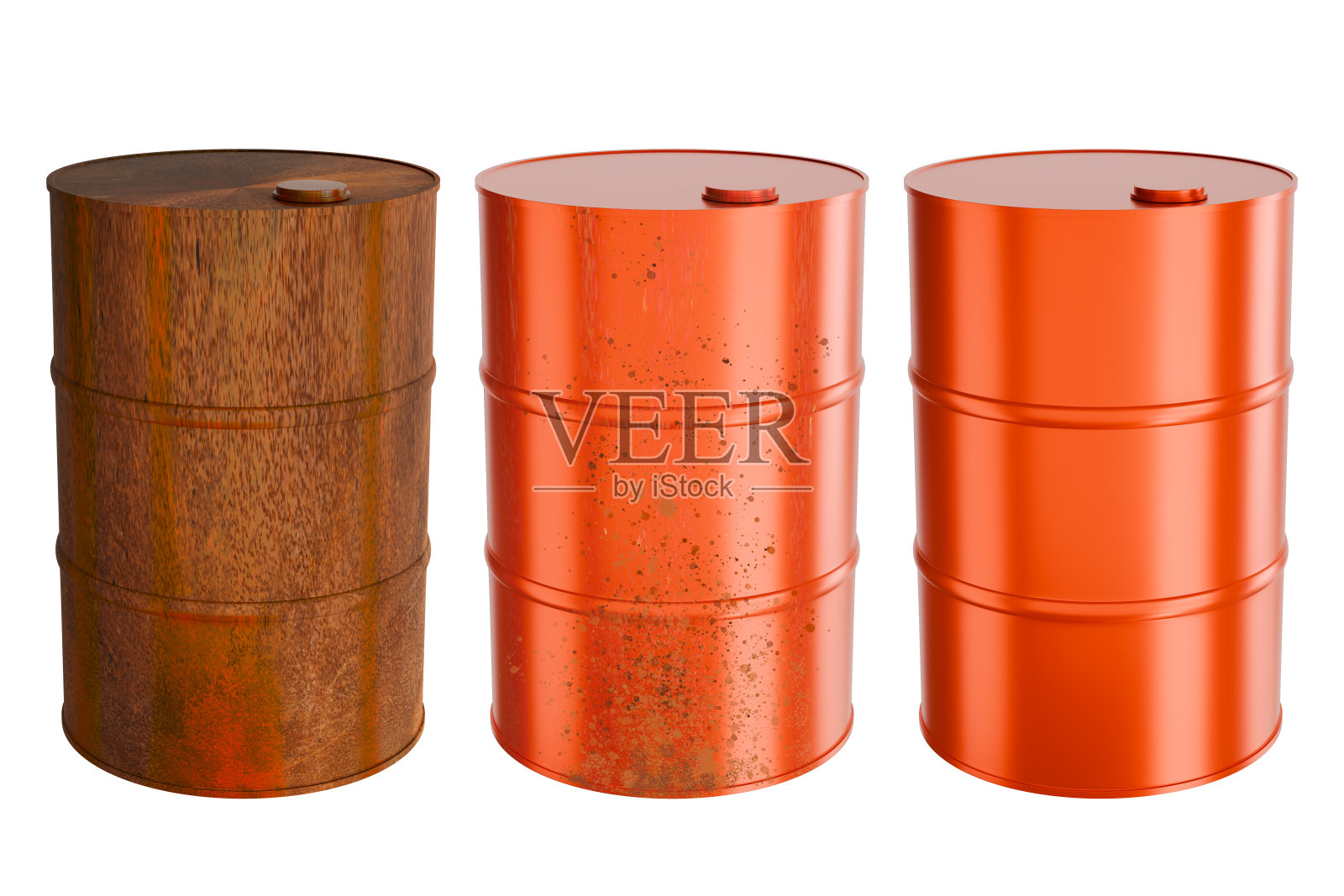 油箱，油箱，油箱，生锈的红色金属油箱旧工业概念孤立背景3D插图照片摄影图片