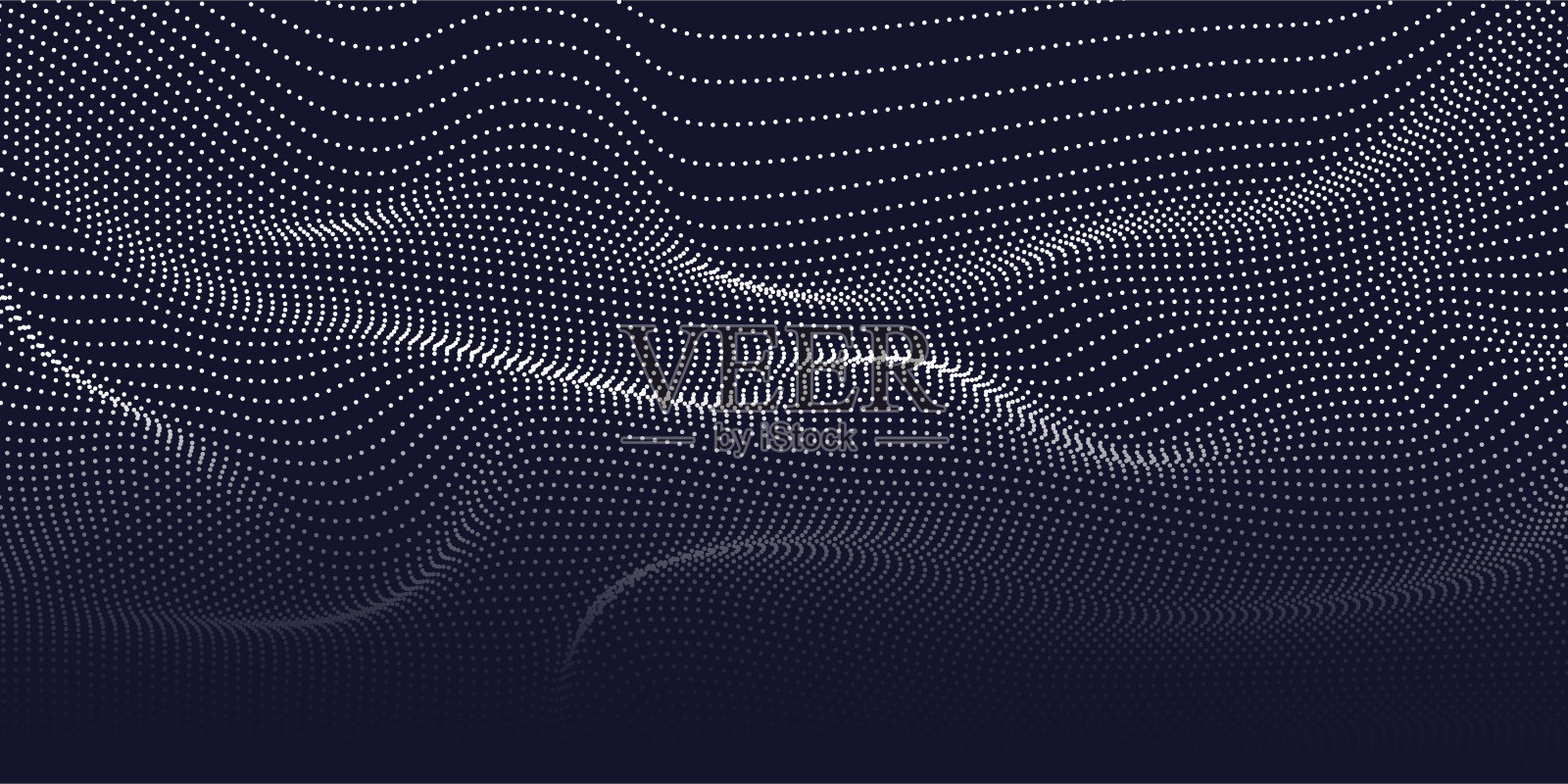 流动的颗粒圆点，波浪图案曲线半色调形状孤立在暗背景上。矢量背景概念是现代科技、科学。插画图片素材