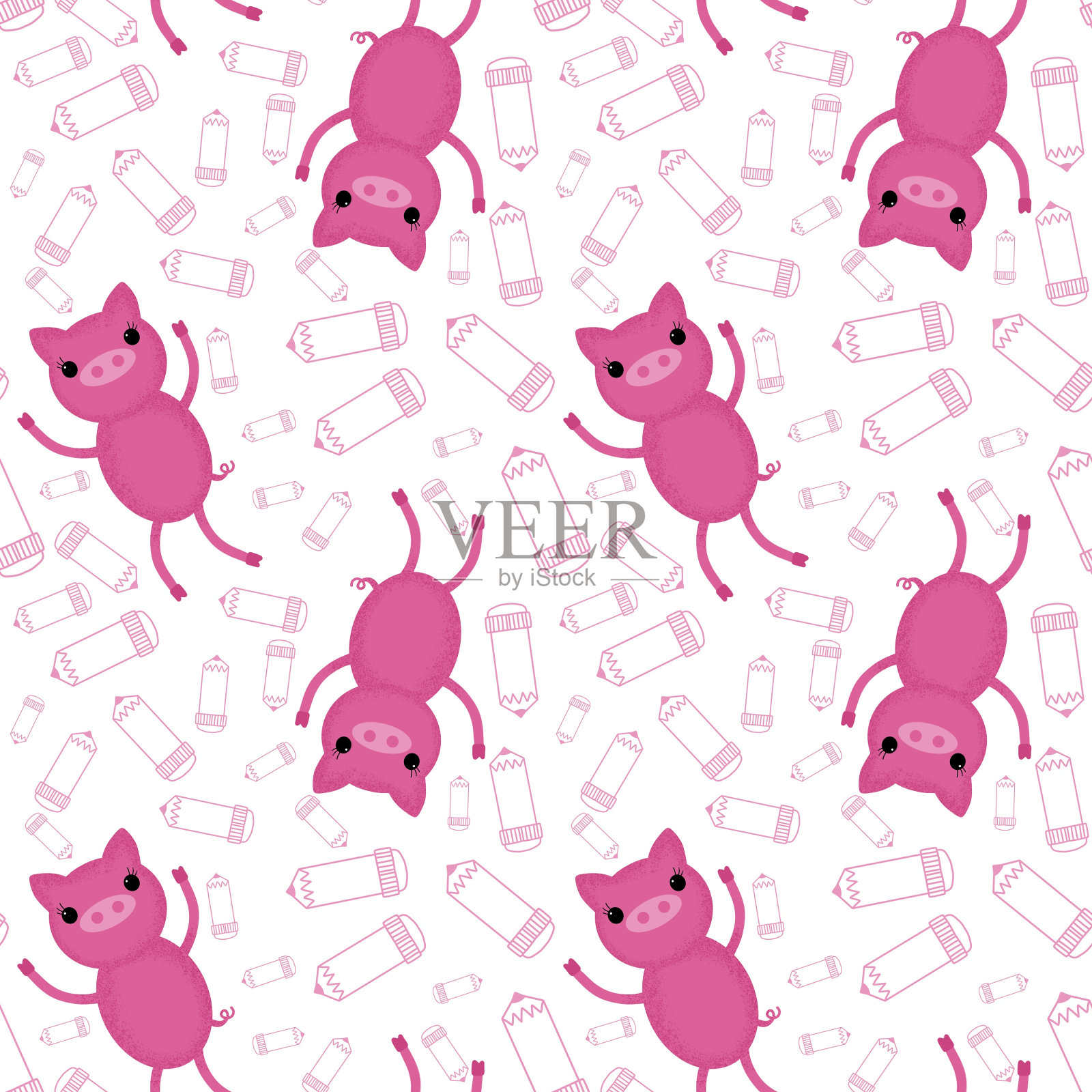 动物无缝图案的包装纸和孩子插画图片素材