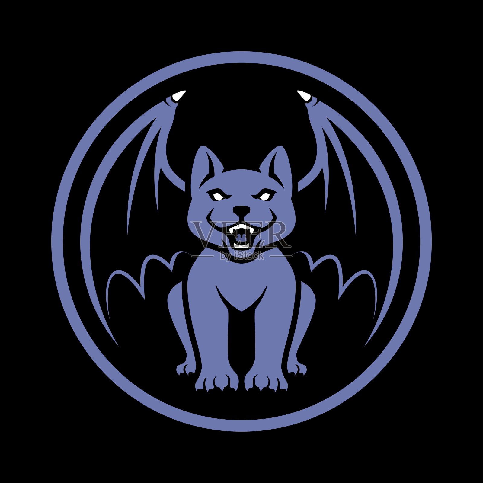 石像鬼猫形象吉祥物标志插画图片素材