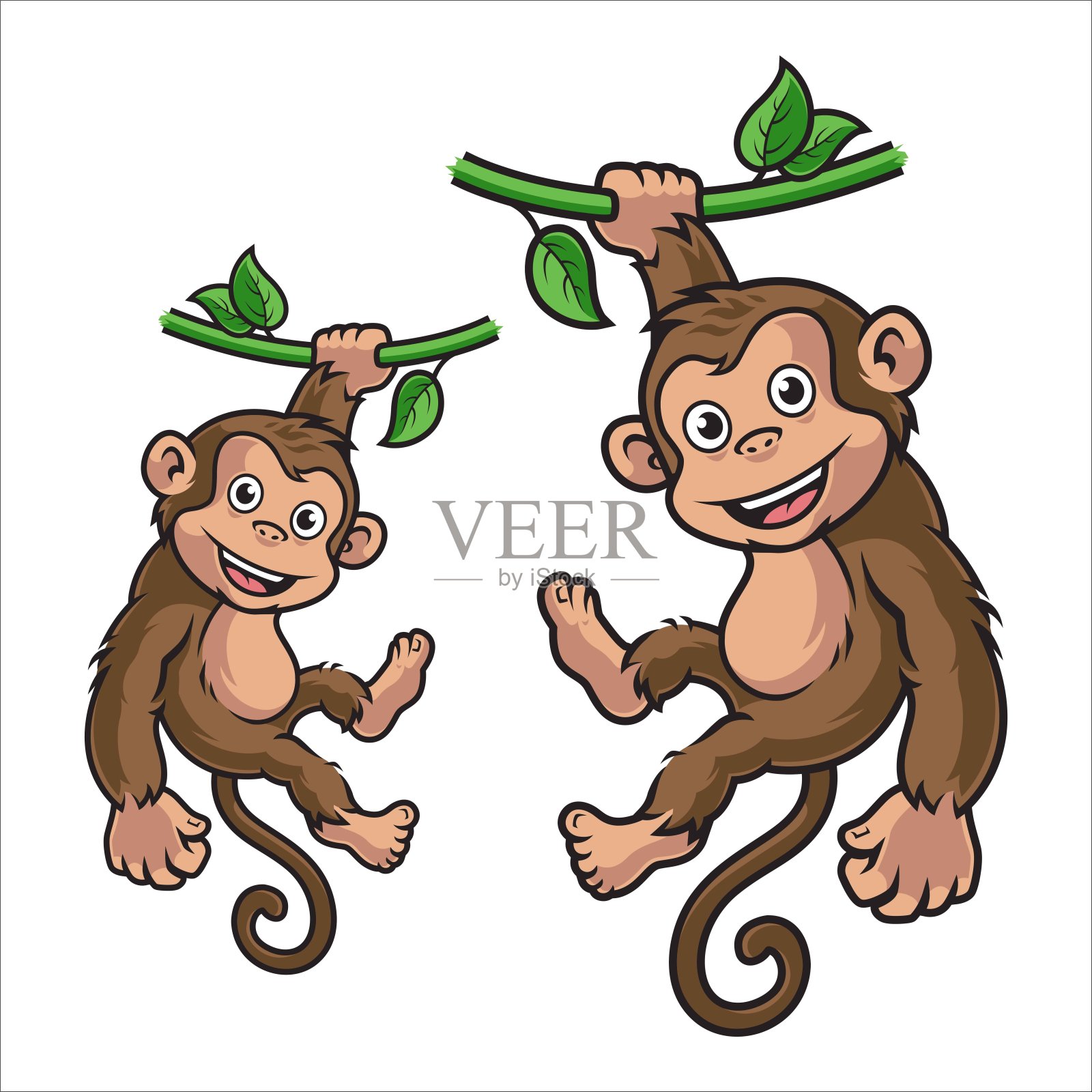 挂猴子卡通矢量字符插画图片素材