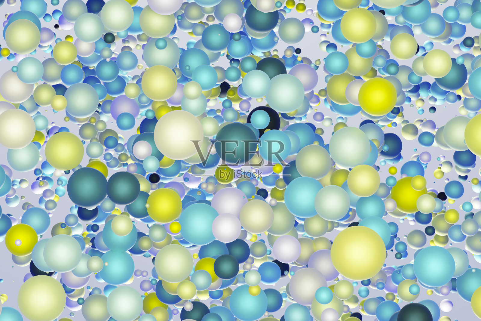 一组绿色球体漂浮在白色背景的渲染3d图像中，正面视图插画图片素材