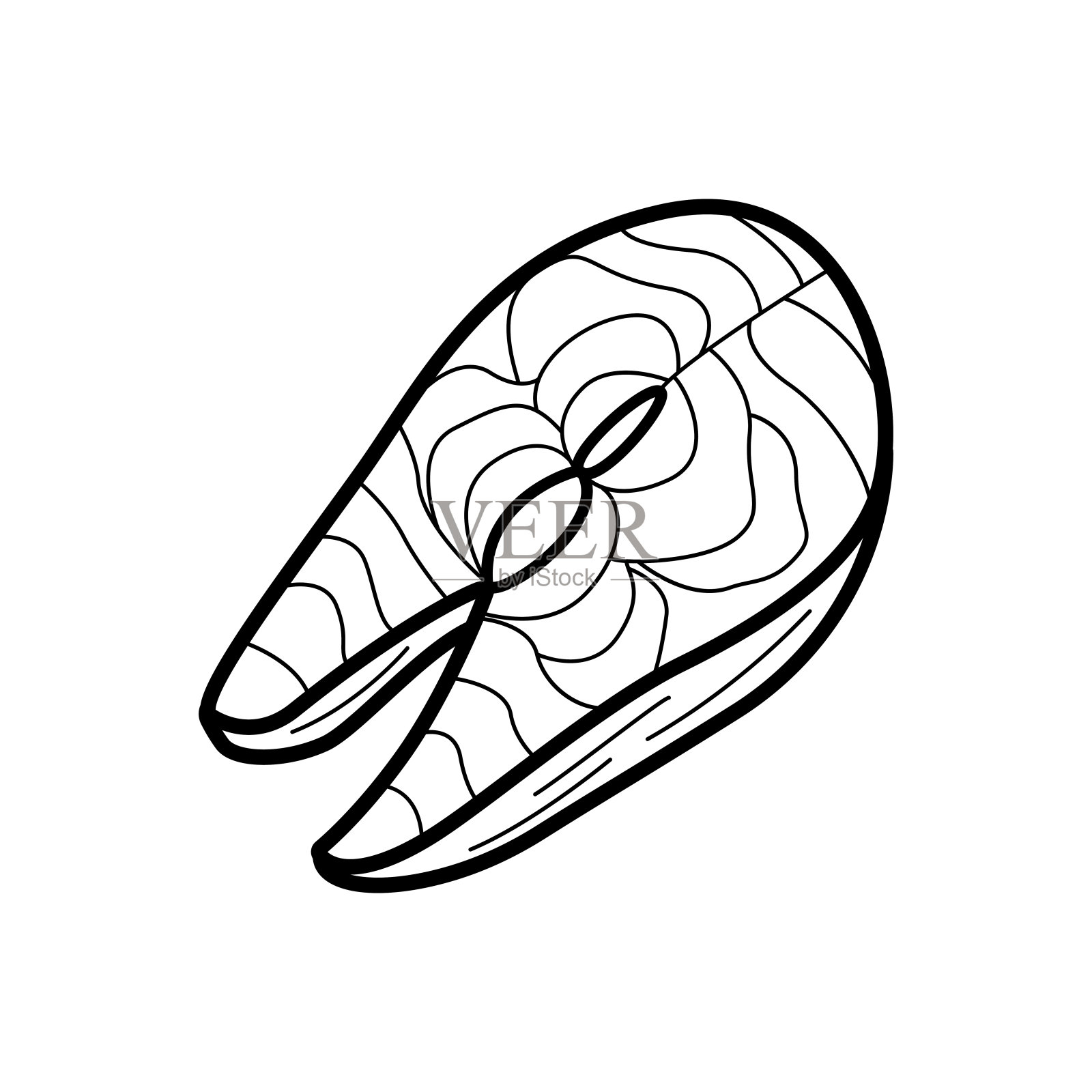 鱼排涂鸦图标。矢量插图的烤红鱼孤立在白色。插画图片素材