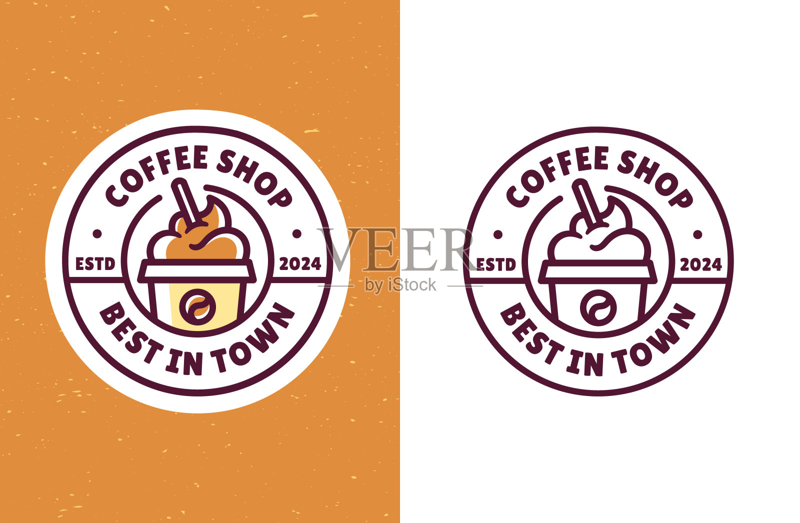 咖啡店标志徽章模板设计插画图片素材