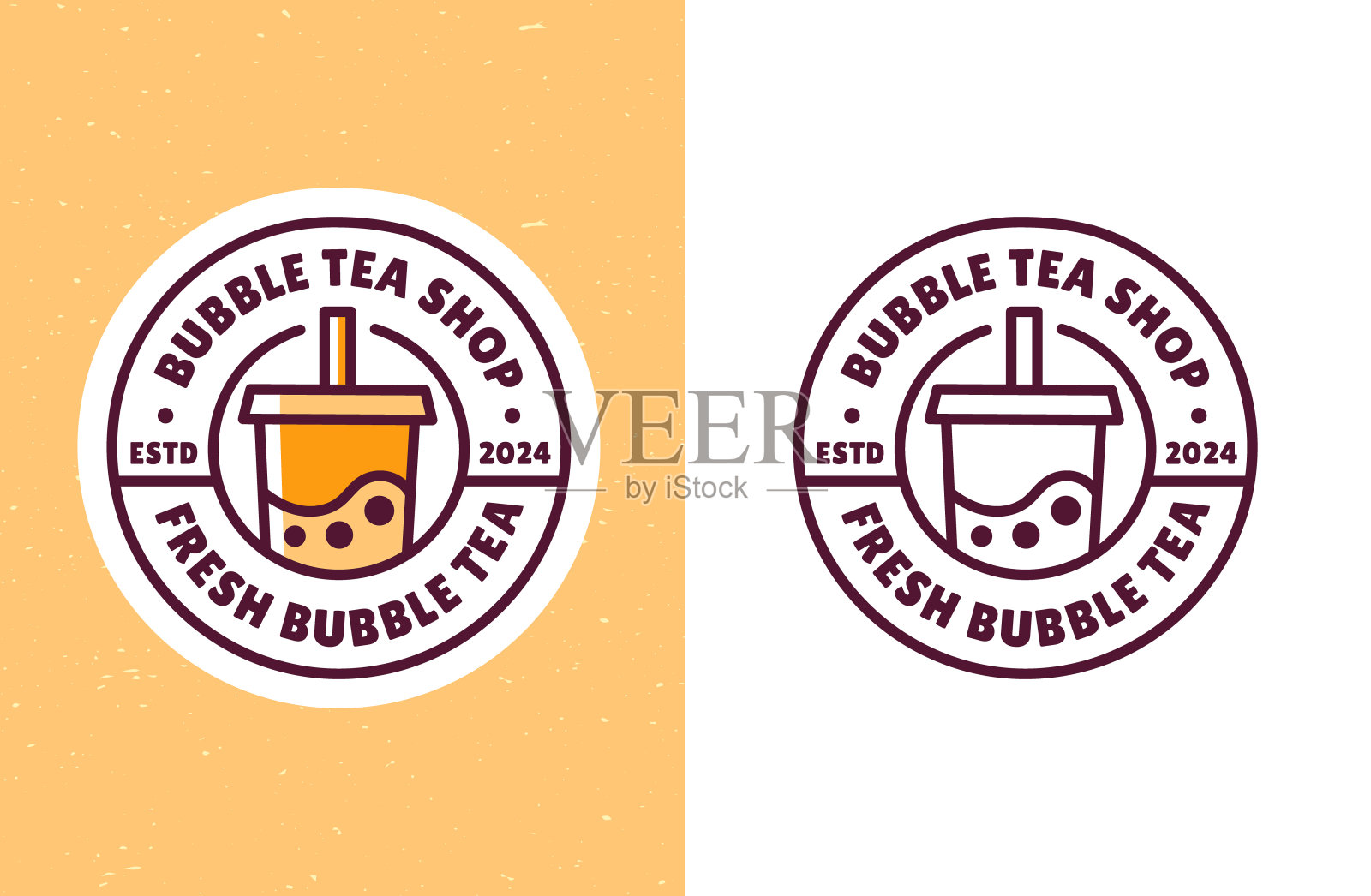 奶茶店logo徽章模板设计插画图片素材