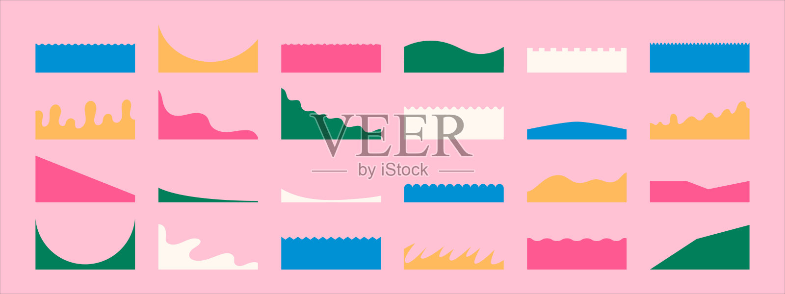 网页分割形状设置与滴，波，有机和几何形状。隔离矢量模板的网站，应用程序，海报，横幅。插画图片素材