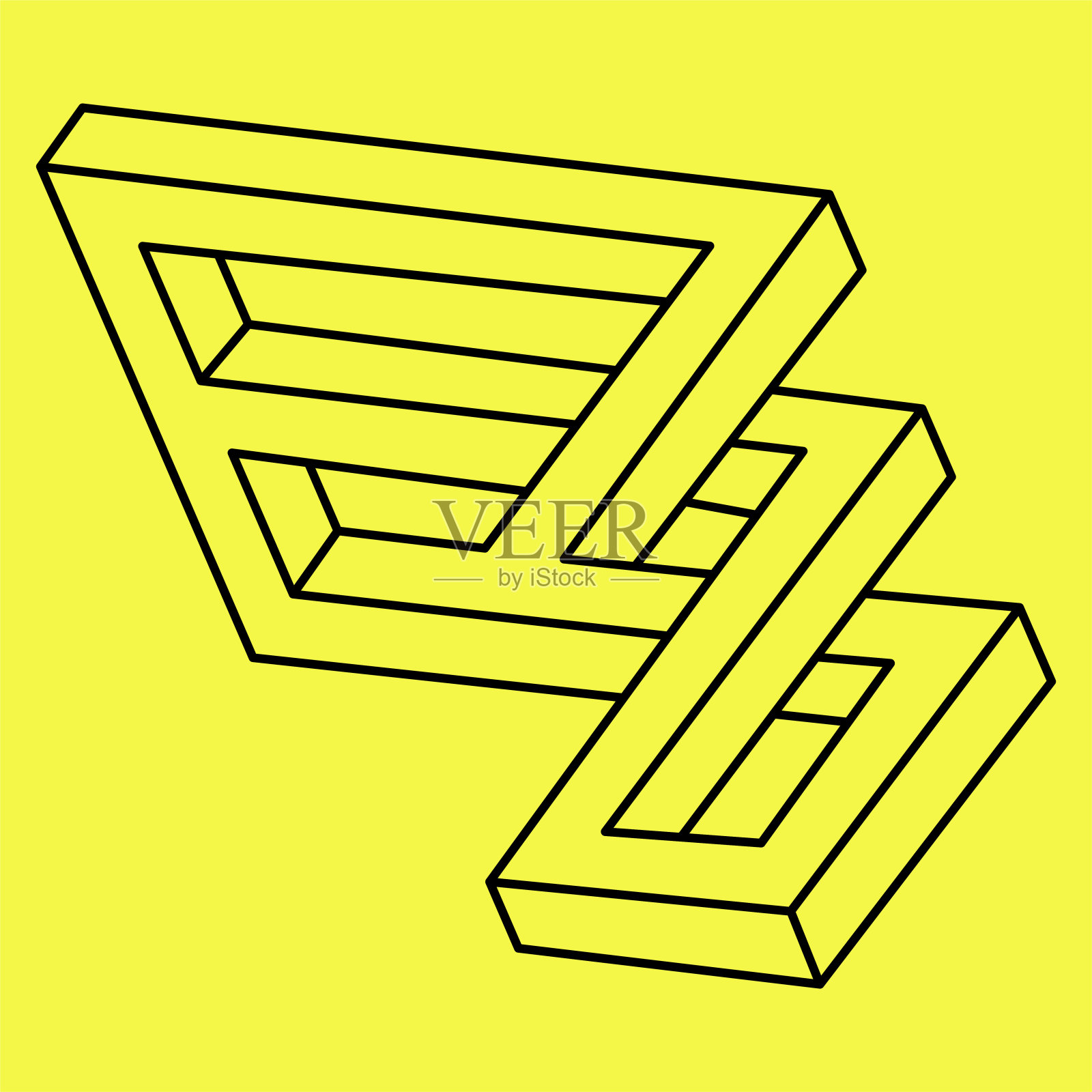 视错觉形状。三维几何无限循环。不可能的透视矢量抽象标志模板。欧普艺术品。神圣的几何图形。插画图片素材