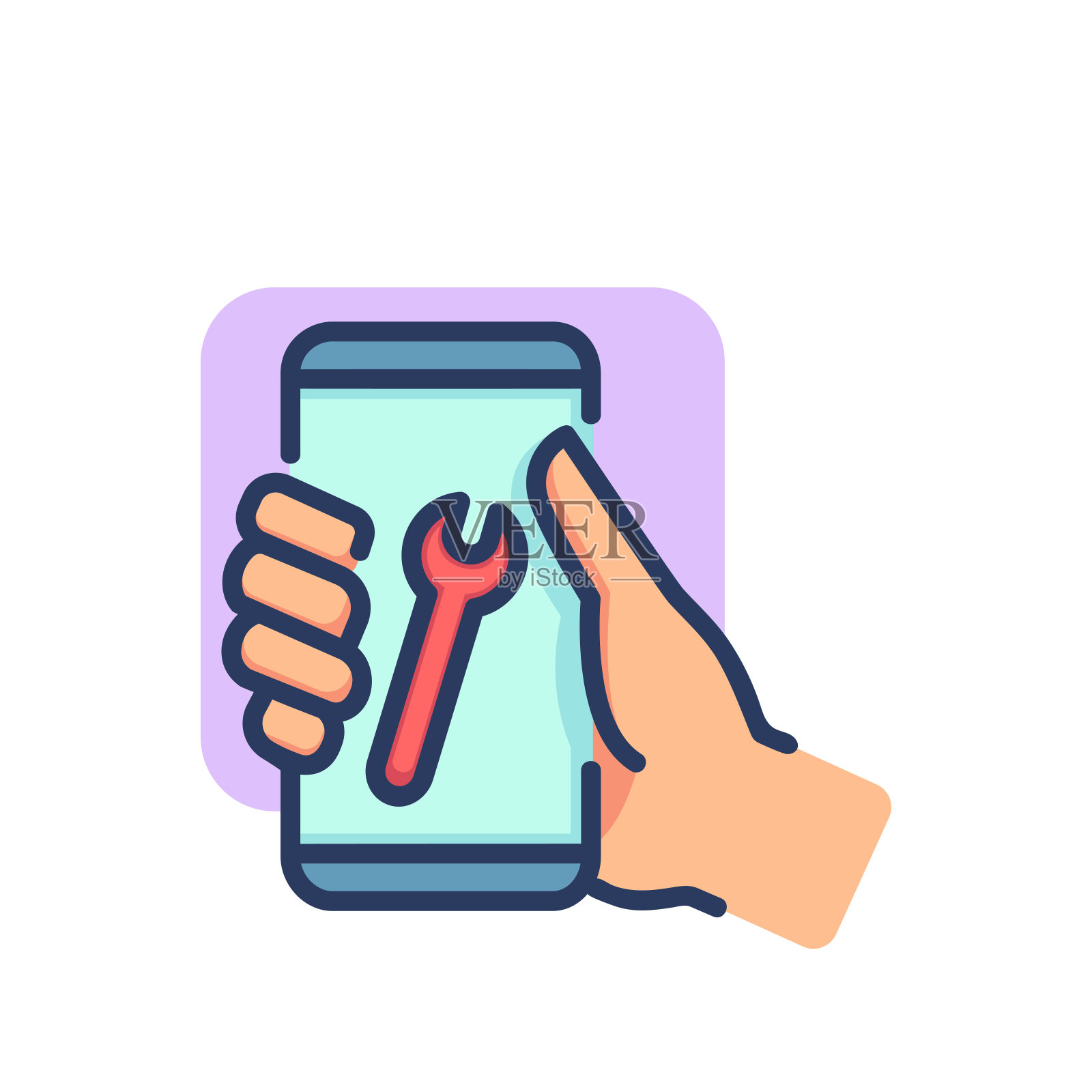 手机维修服务细线图标插画图片素材