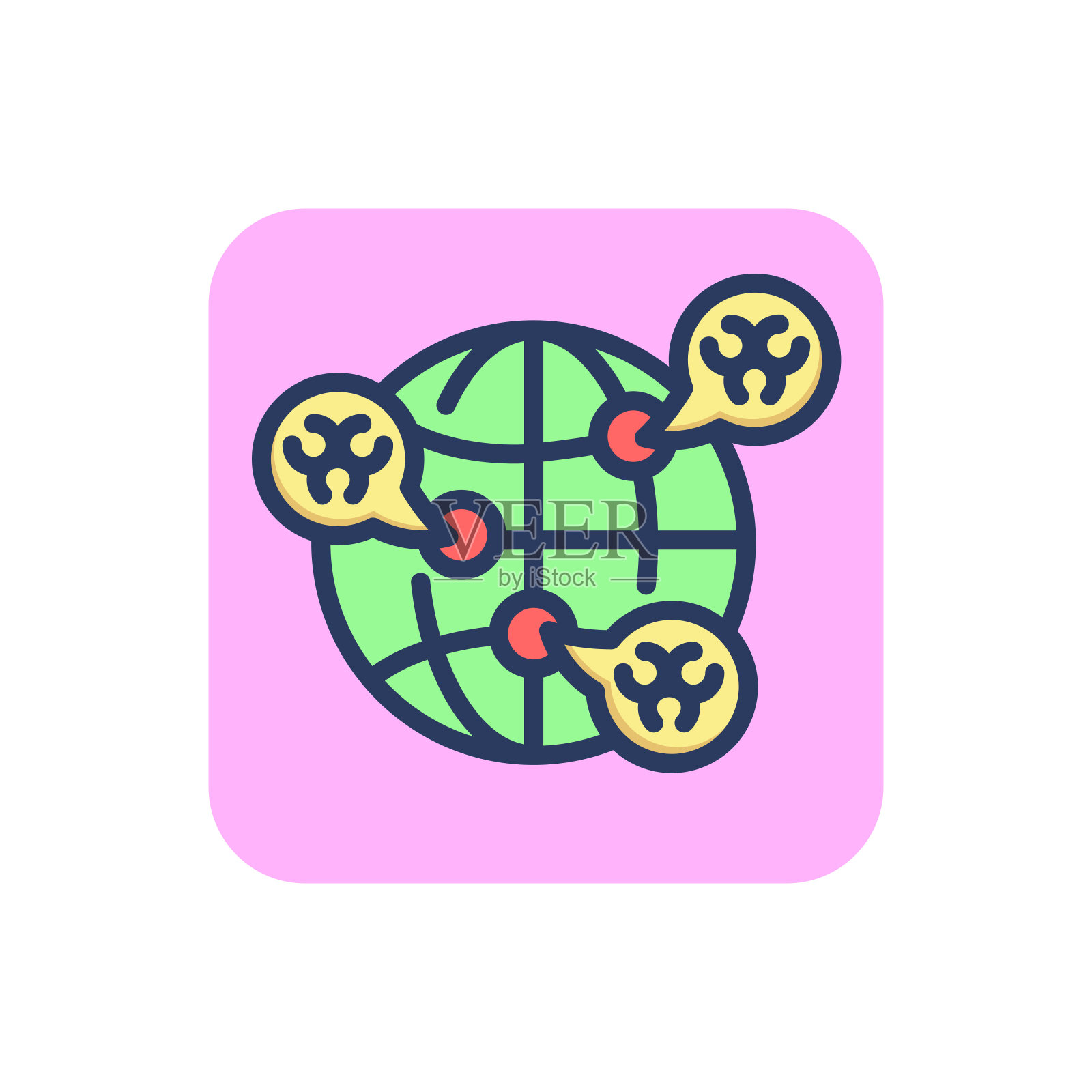 病毒全球分布细线图标插画图片素材