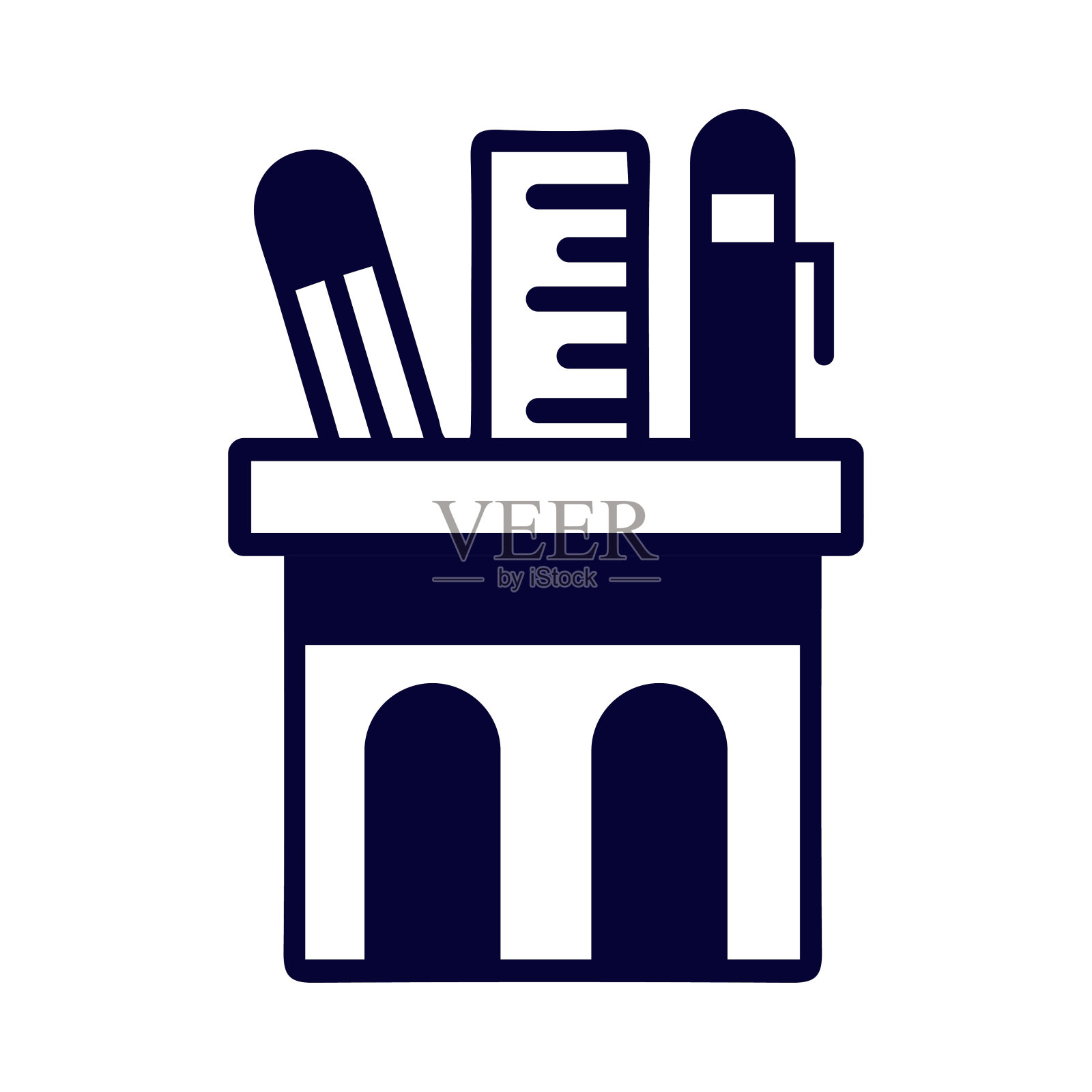 笔，持有人，规模，铅笔，锅，笔罐，尺子，笔筒图标插画图片素材