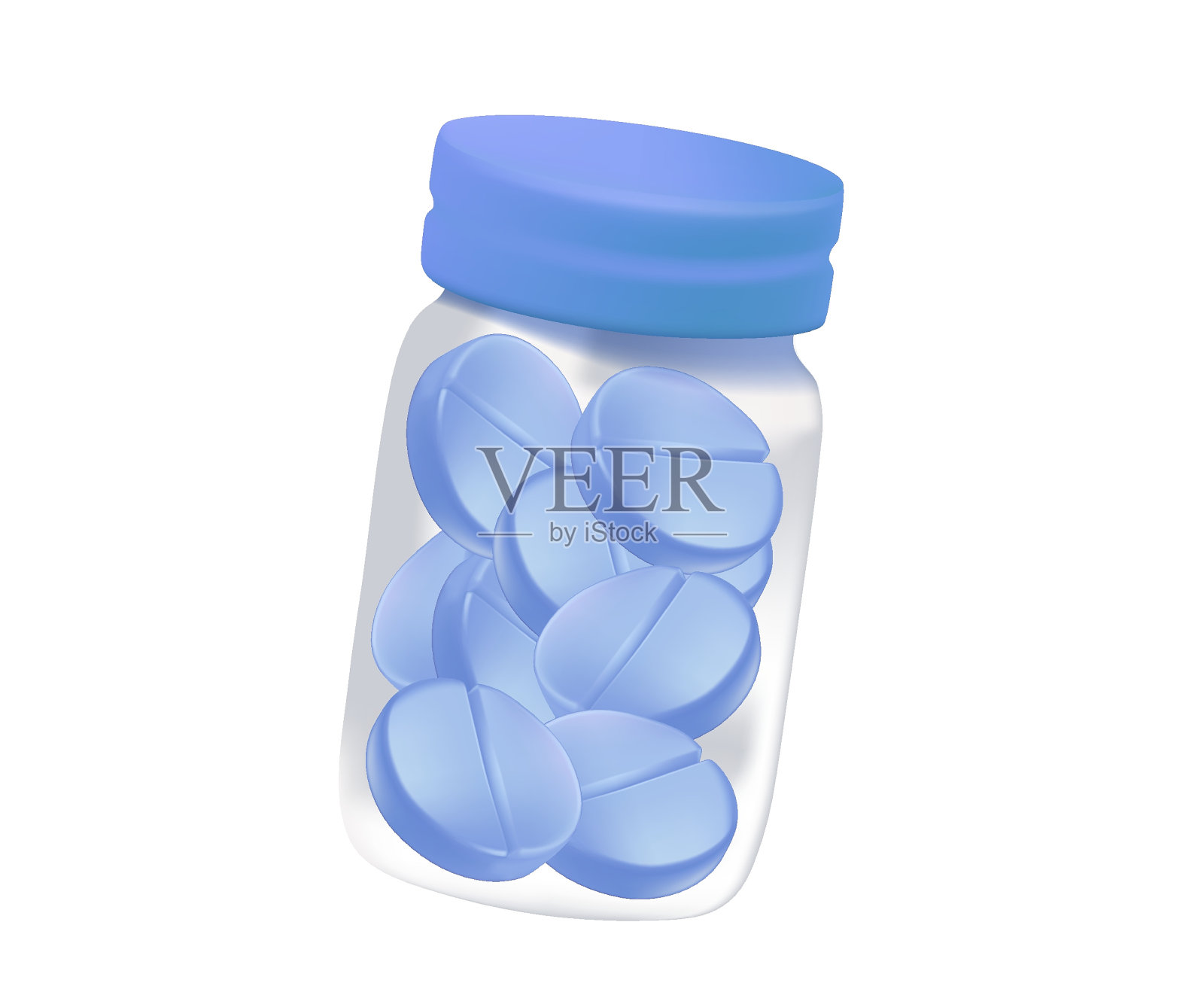 3D药片，急救箱，药品。3D复合维生素丸设计和天然钙质食品补充包装、胶囊插画图片素材