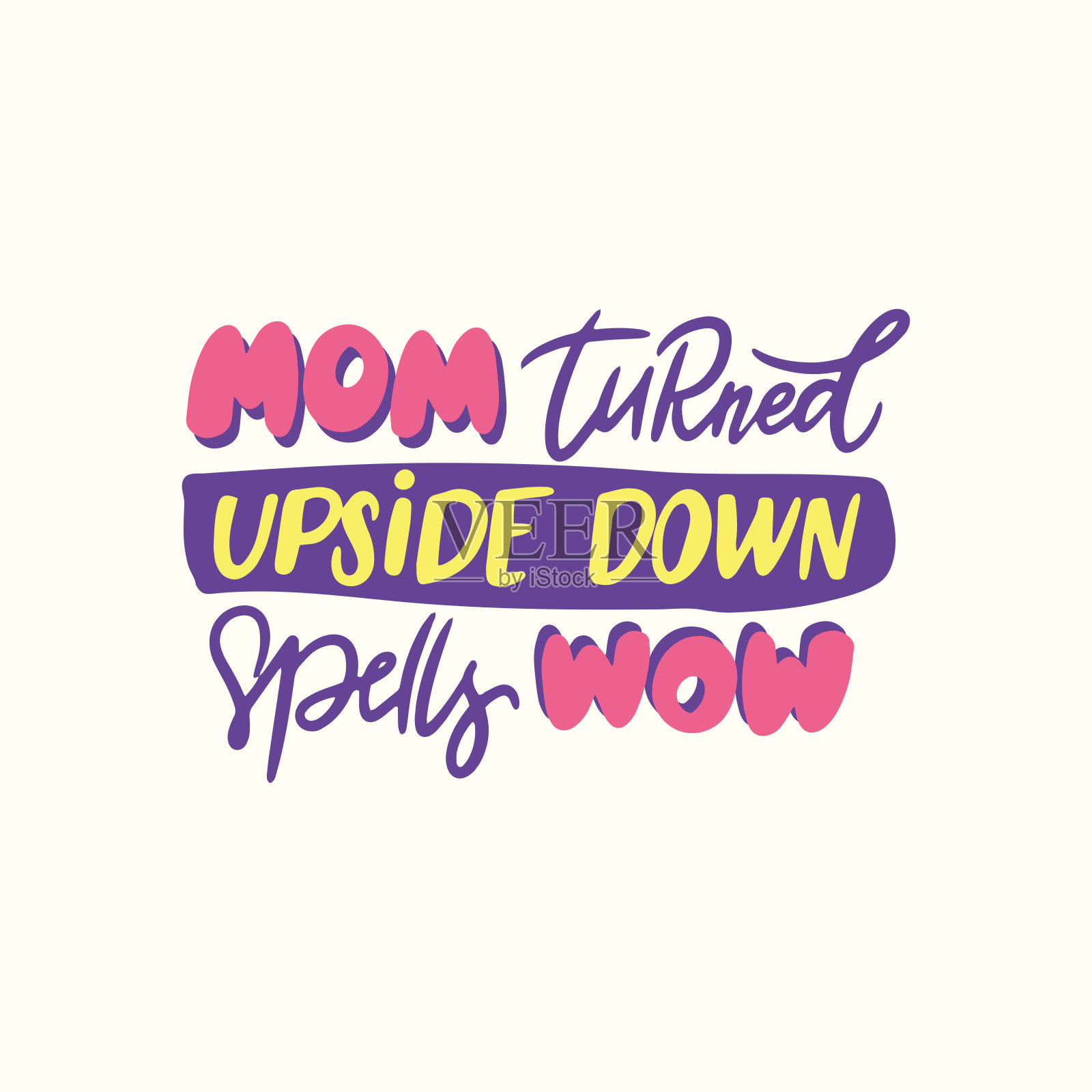 母亲节手绘报价。手绘字体。矢量艺术。插画图片素材