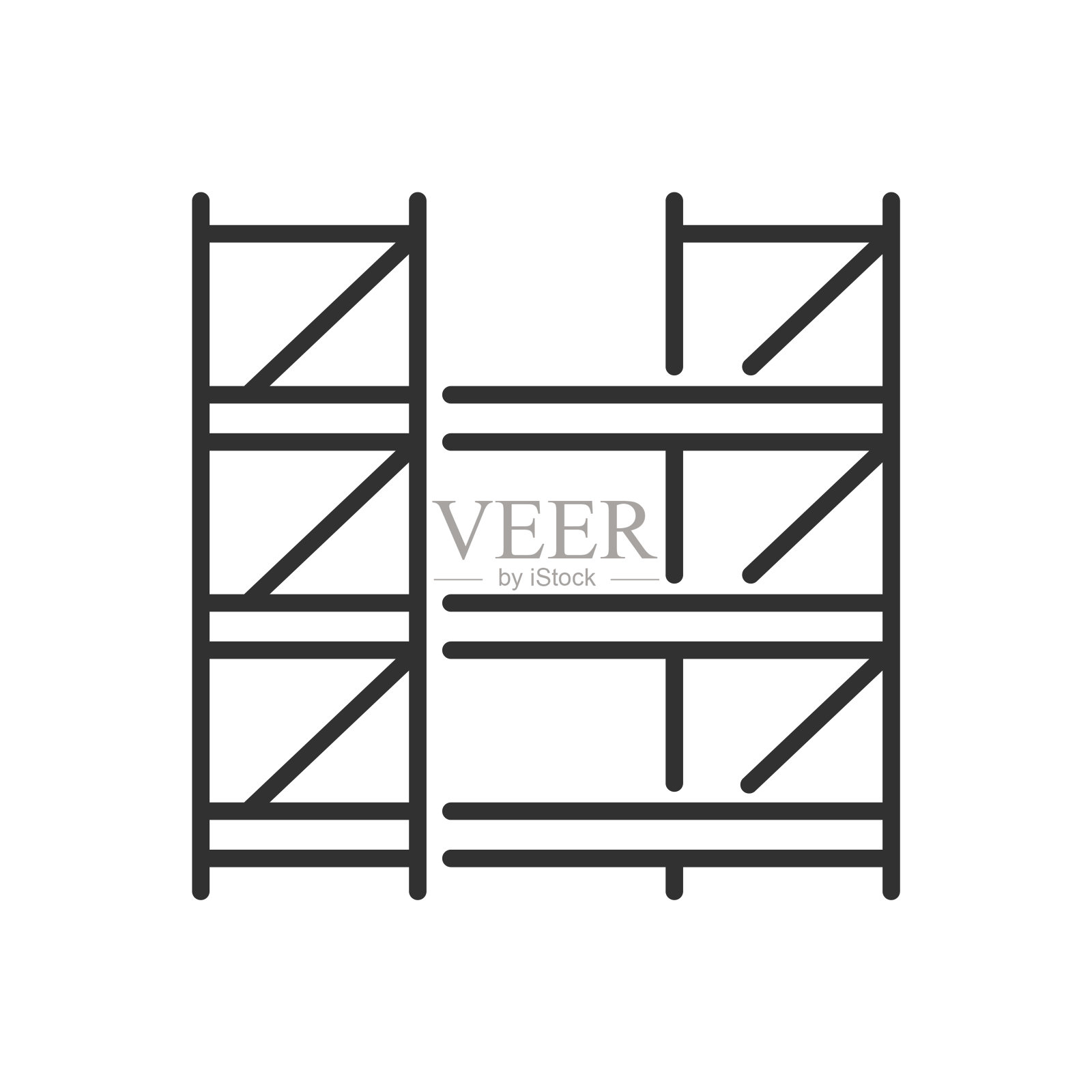 仓库货架，线性图标。仓库货架。线条可编辑的笔画插画图片素材