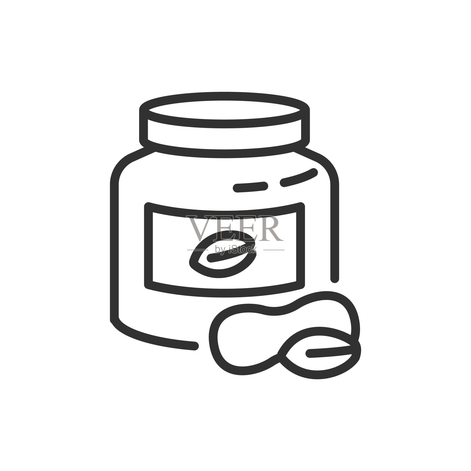 花生酱，线性图标。线条可编辑的笔画插画图片素材