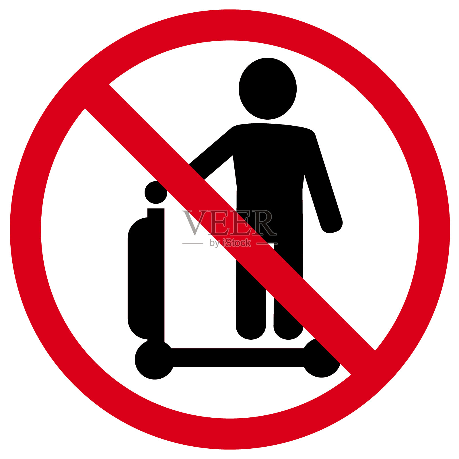 你不能在这里使用摩托车，红色的禁止标志，你不能骑着摩托车进入插画图片素材