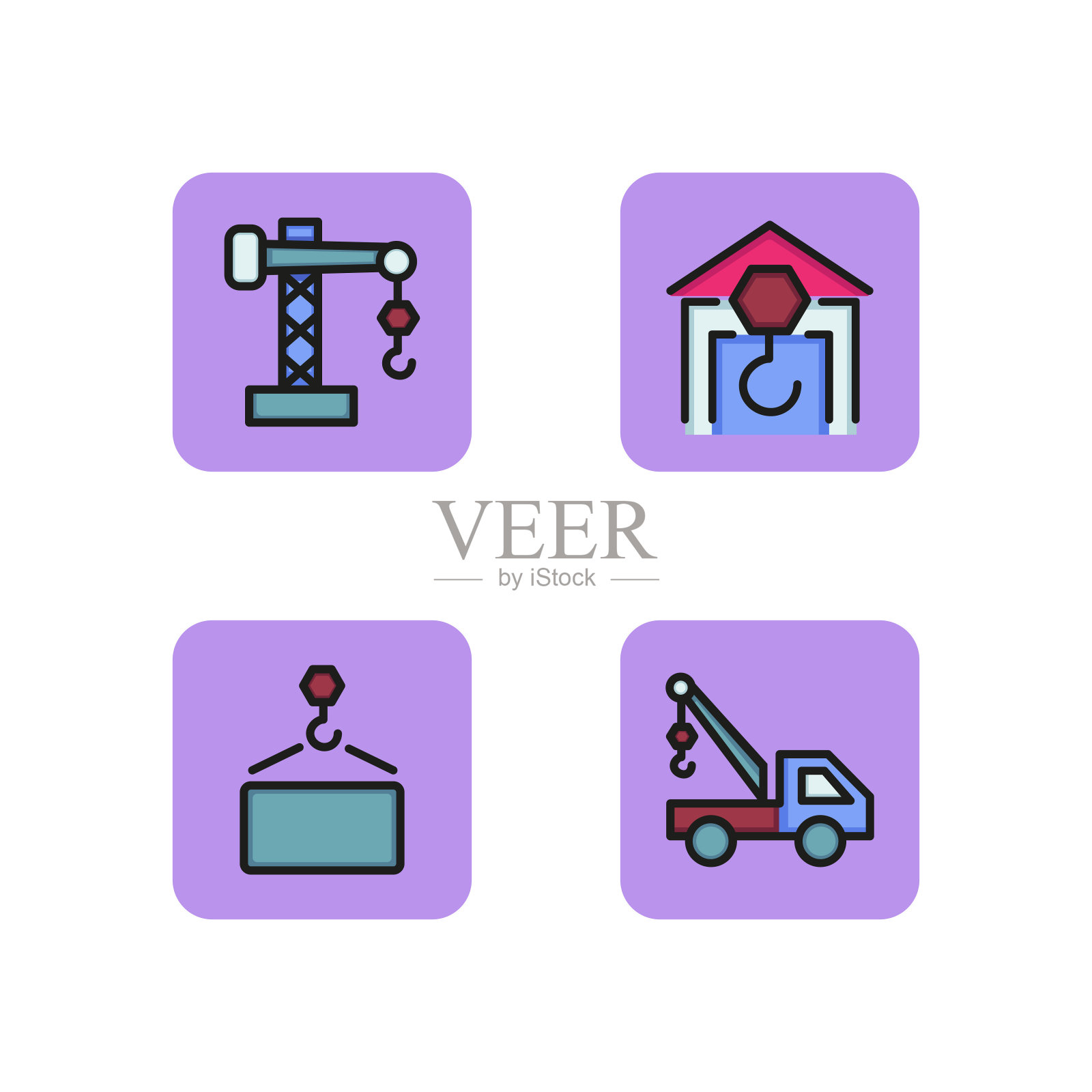 施工线图标集插画图片素材