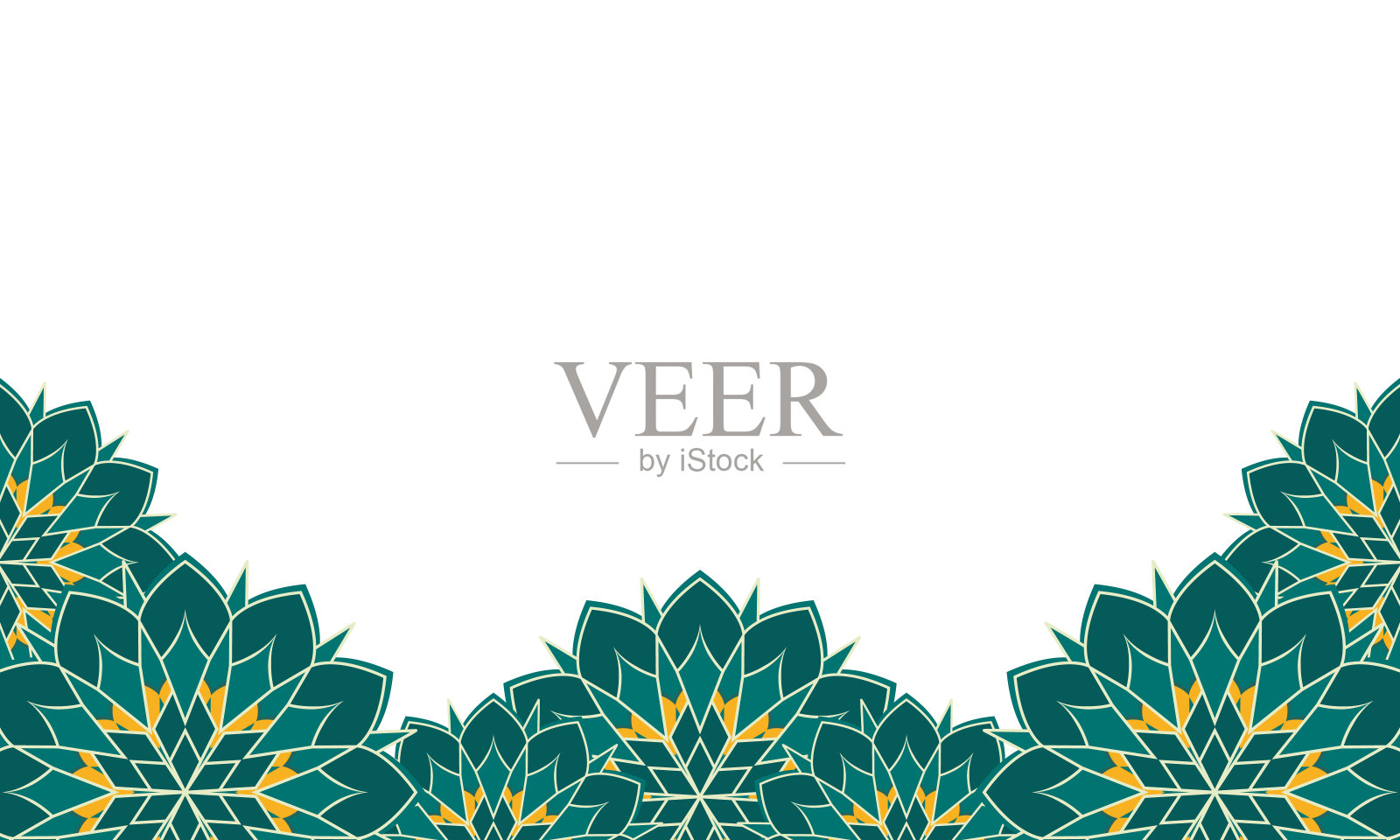 伊斯兰边界框架旗帜和背景与绿色曼陀罗花元素装饰矢量插图插画图片素材