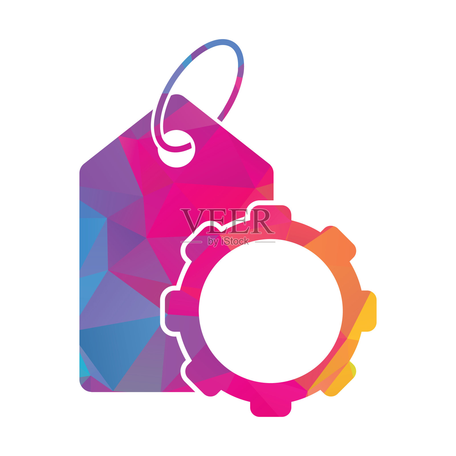 齿轮价格标签标志矢量插图。插画图片素材