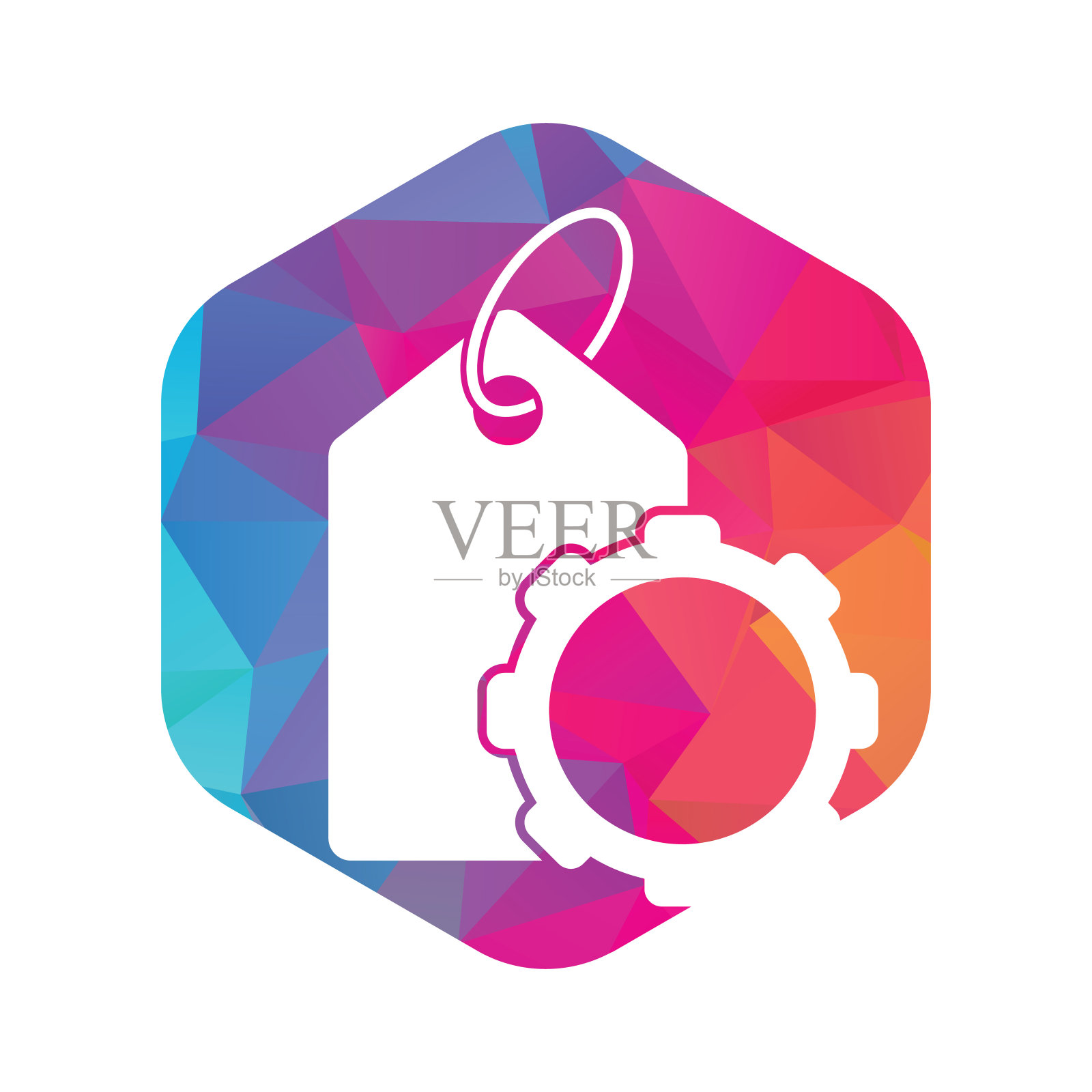 齿轮价格标签标志矢量插图。插画图片素材