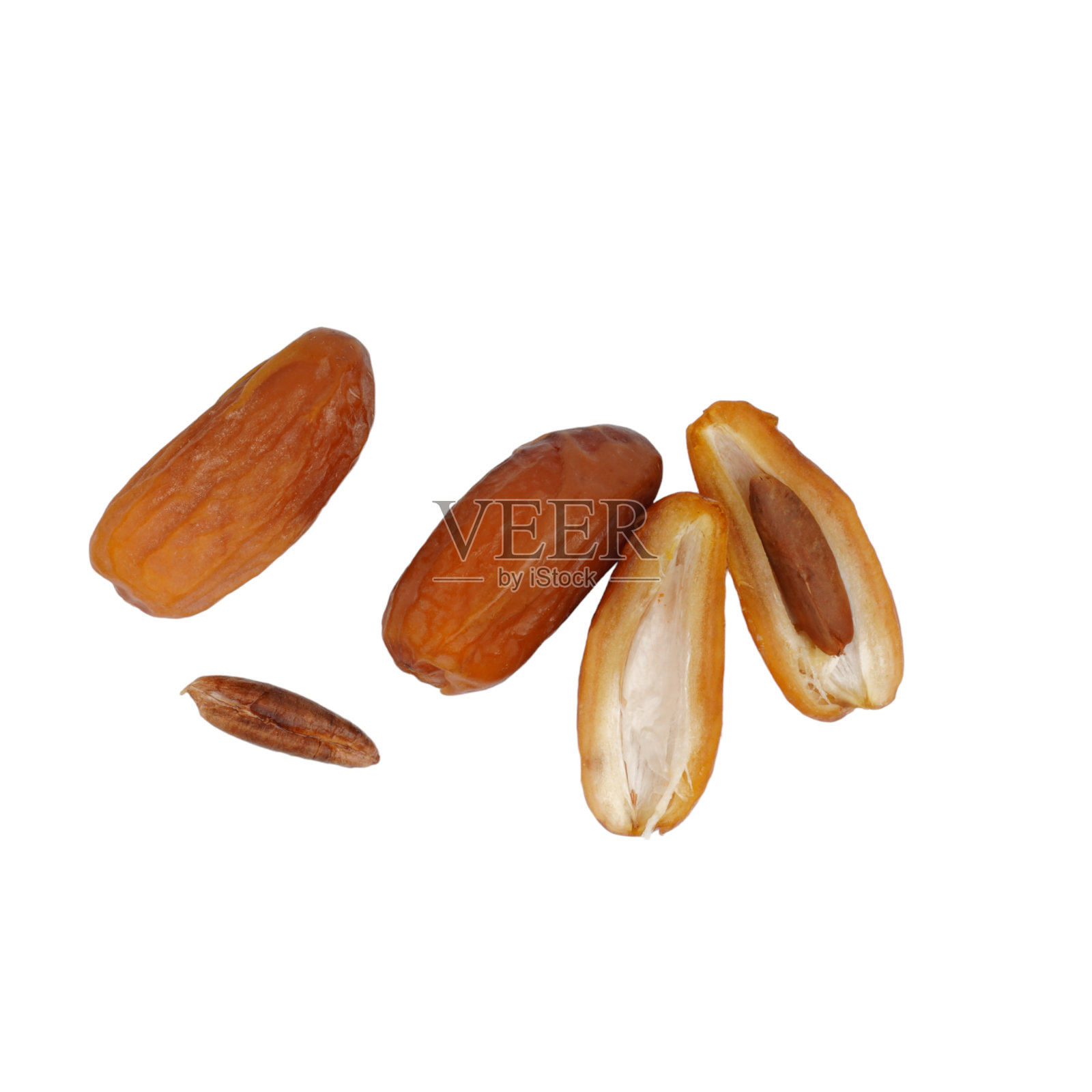 在白色背景上孤立的干枣子照片摄影图片