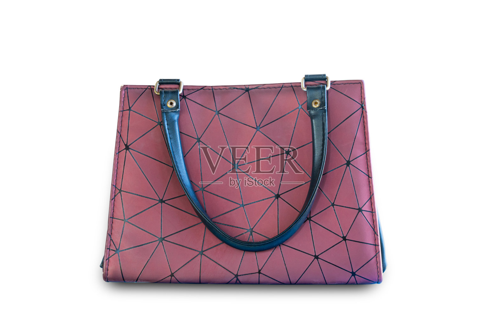 时尚皮革女士手袋孤立在白色背景。剪切路径照片摄影图片