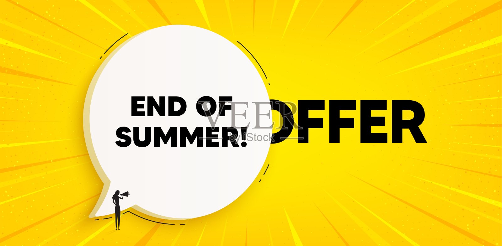 夏末大减价。特价价格标志。聊天语音气泡横幅。向量插画图片素材