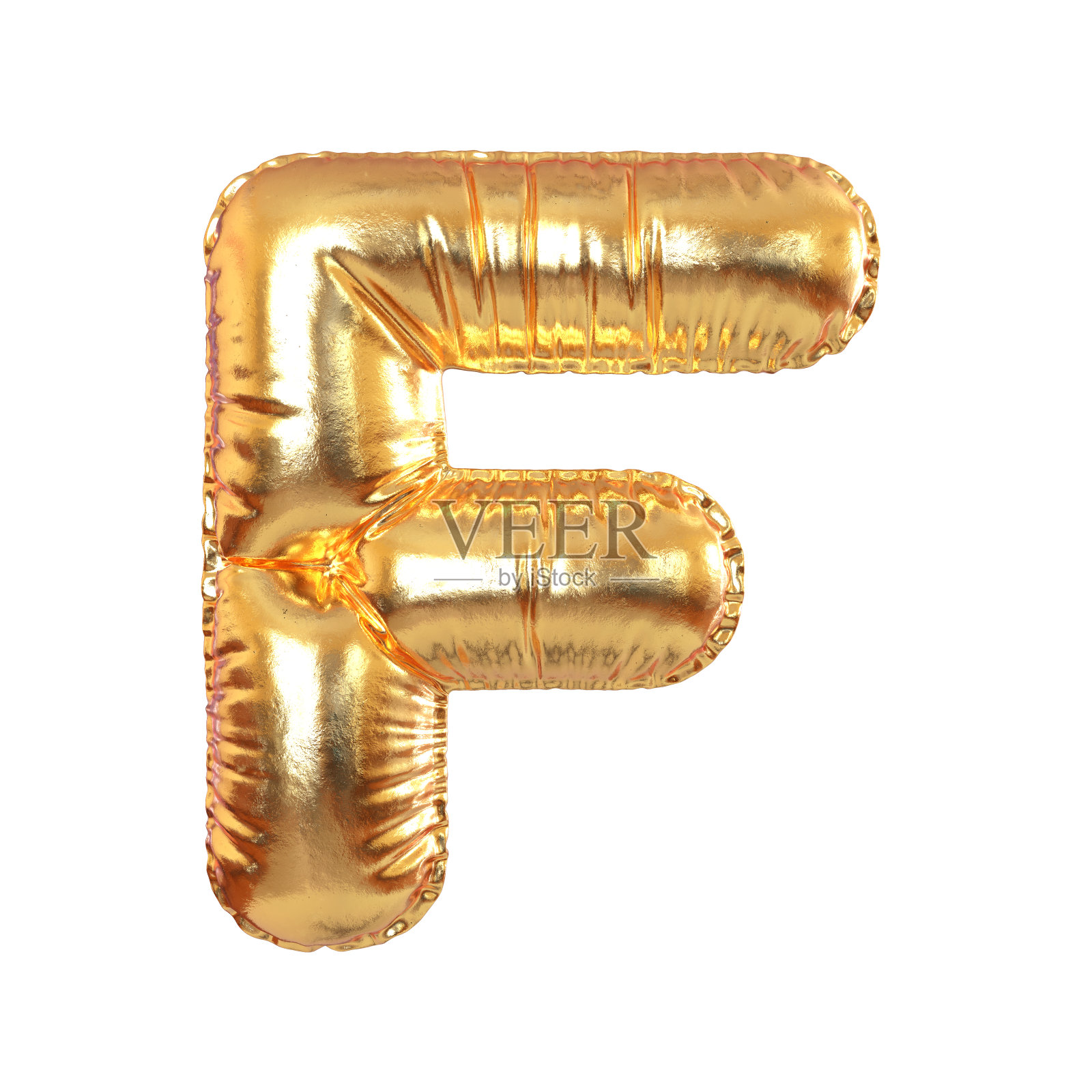 金色金属气球英文字母F节日，文字，假期。3d渲染照片摄影图片