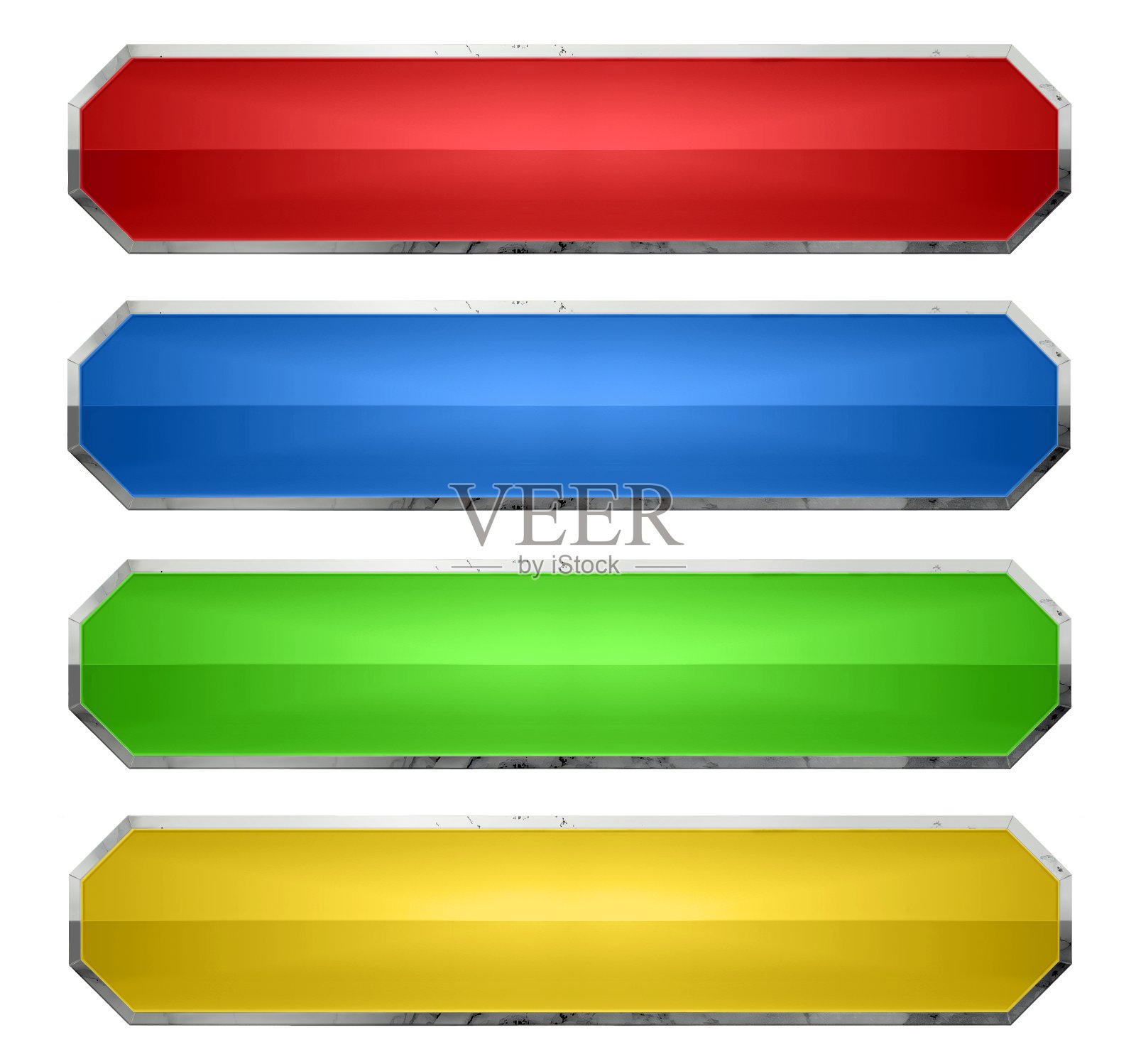 豪华的横幅集4色D/银边界插画图片素材