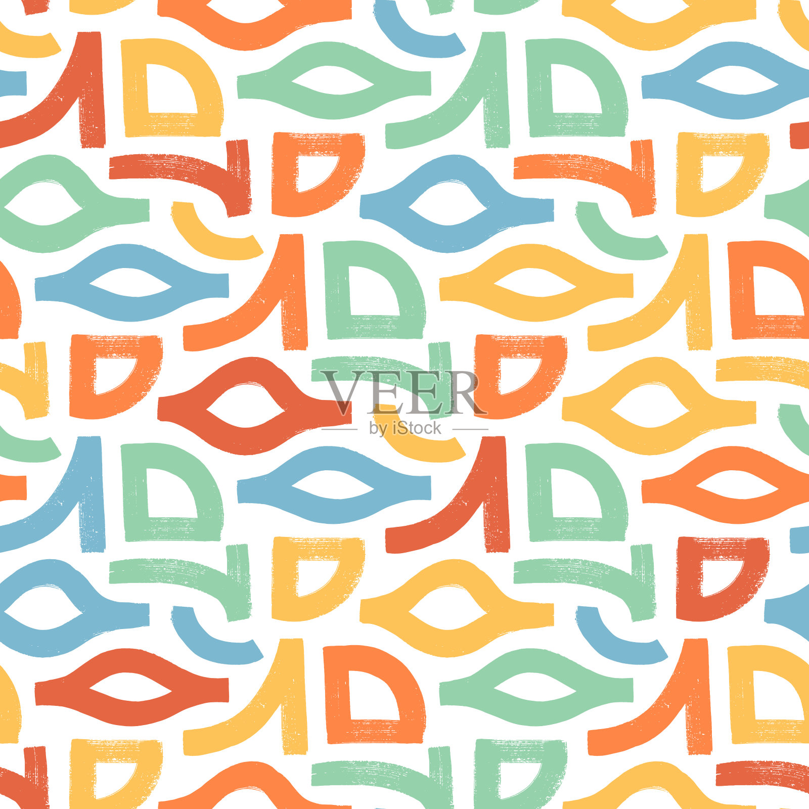 彩色几何无缝图案，各种现代形式。插画图片素材