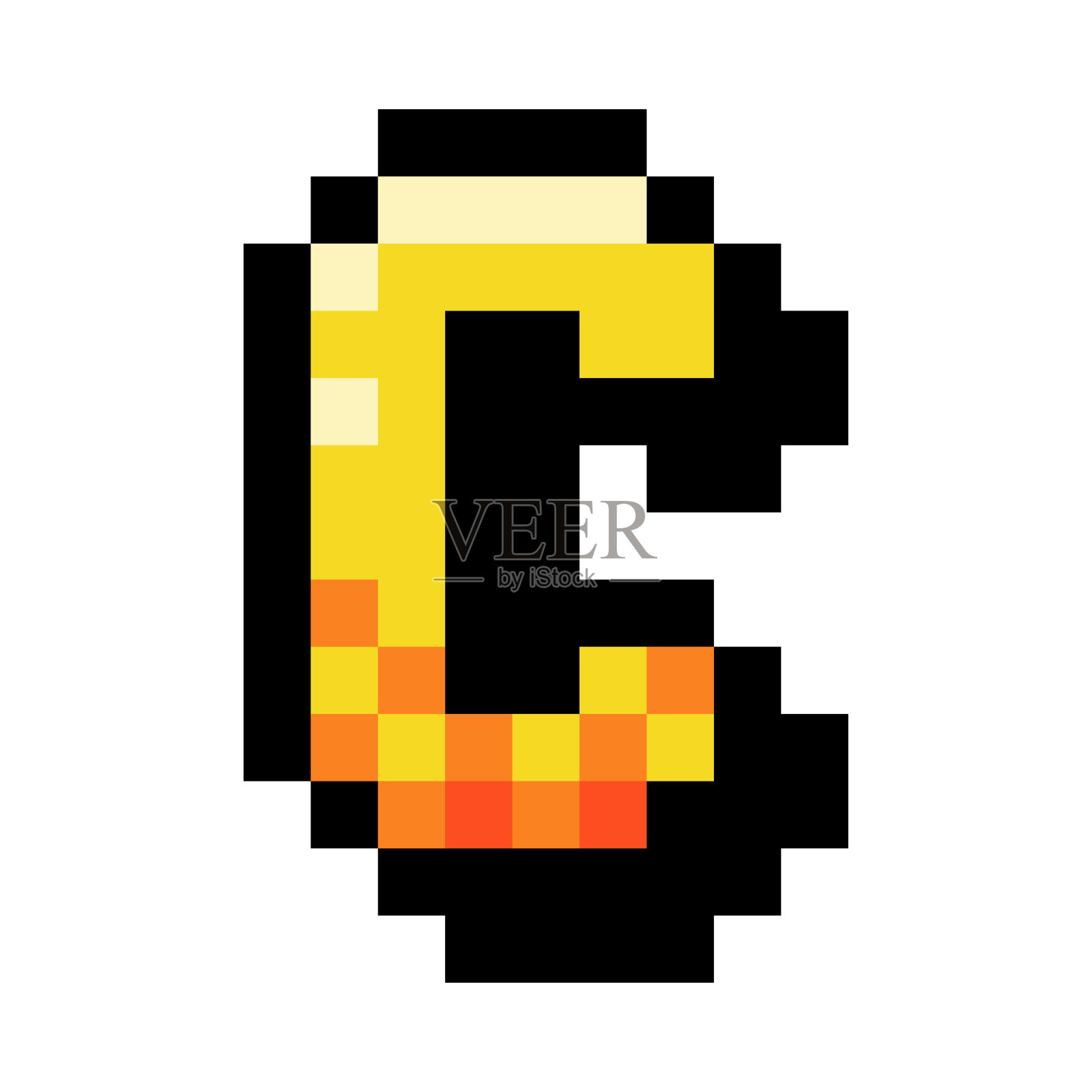 像素8位大写字母C作为字体和字母表矢量插图插画图片素材