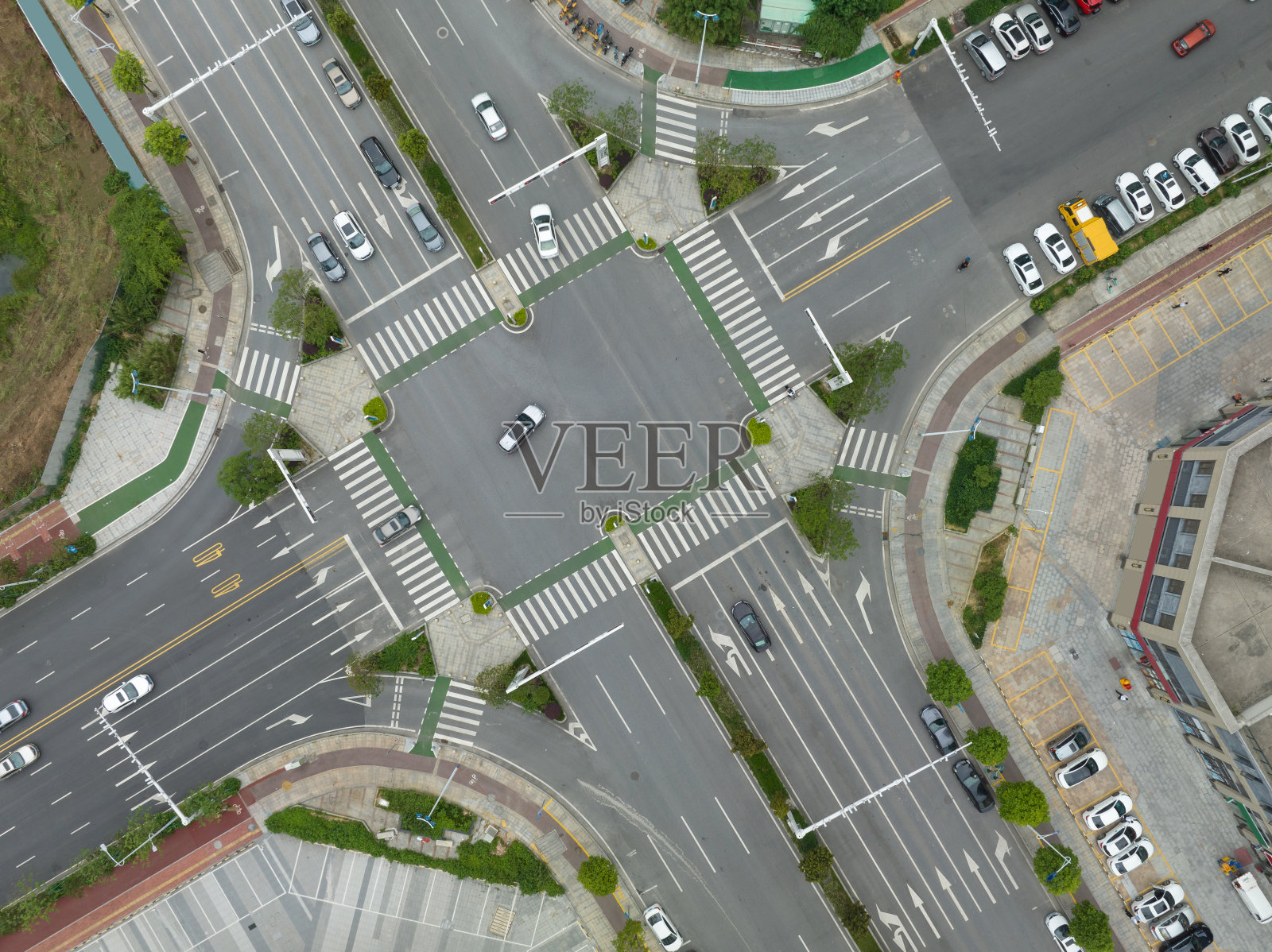 中国斑马线鸟瞰图照片摄影图片