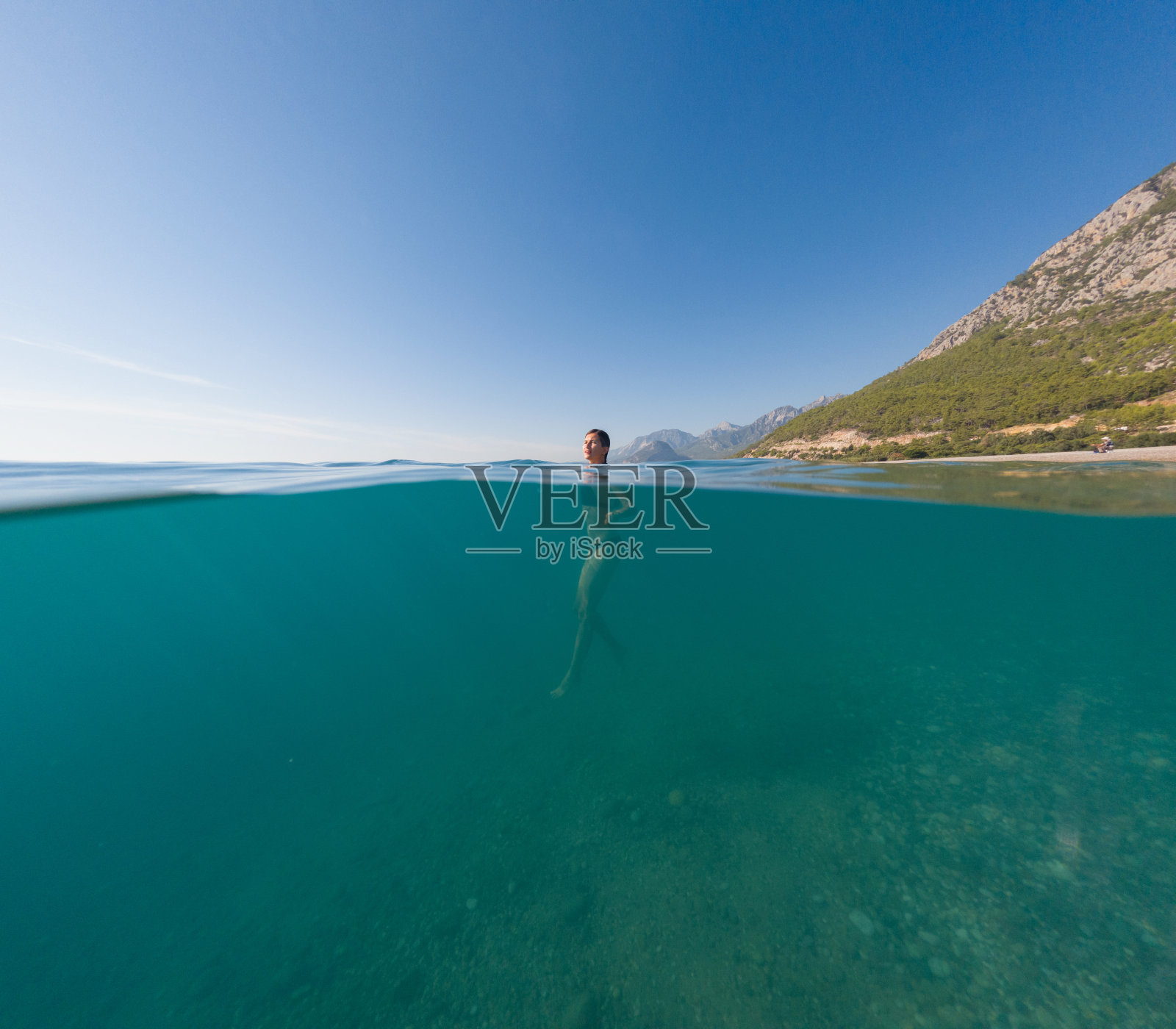海夏季景观。旅游和度假的概念。照片摄影图片