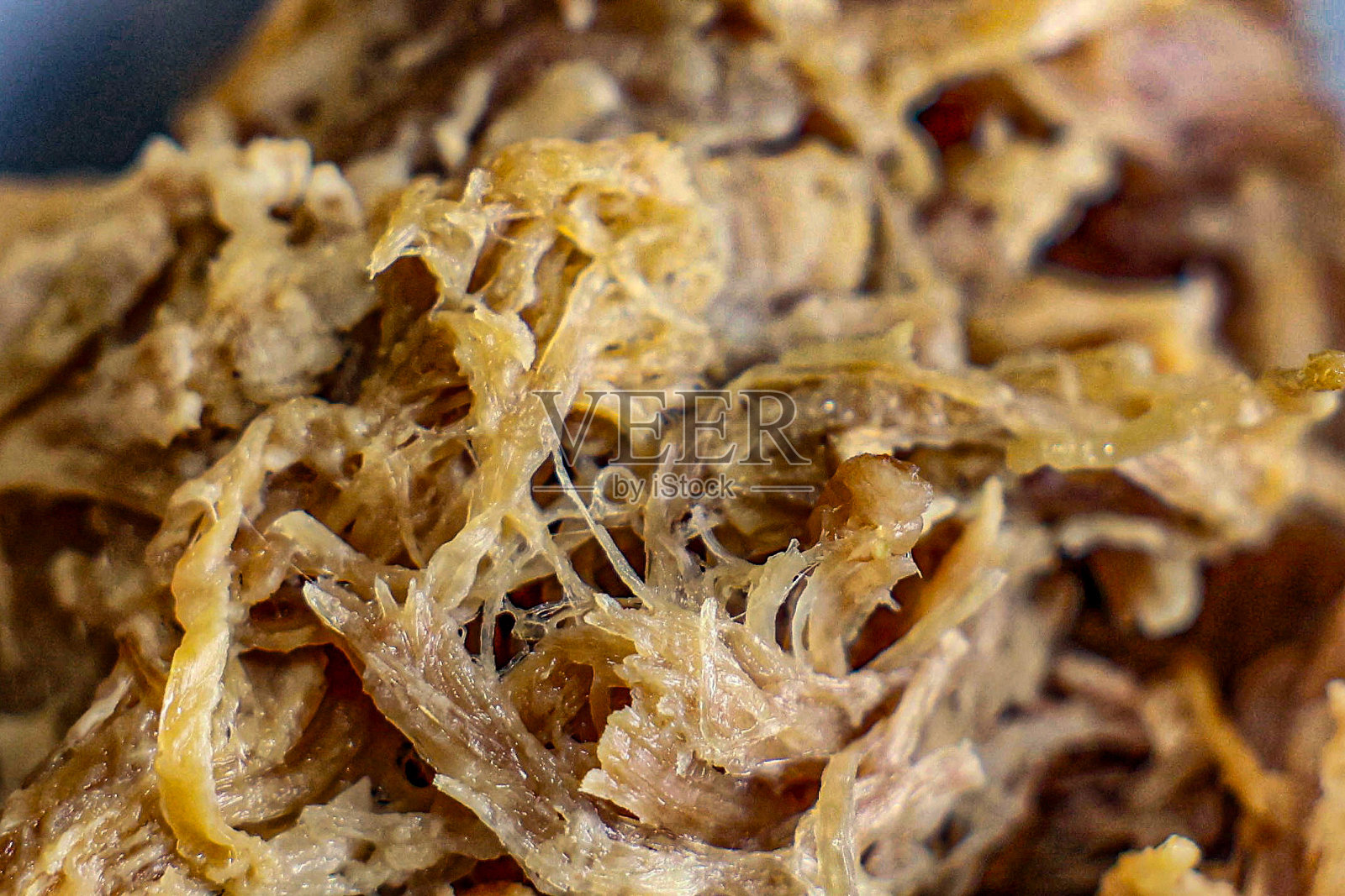 切碎的夏威夷Kalua猪肉(手撕猪肉)-特写照片摄影图片