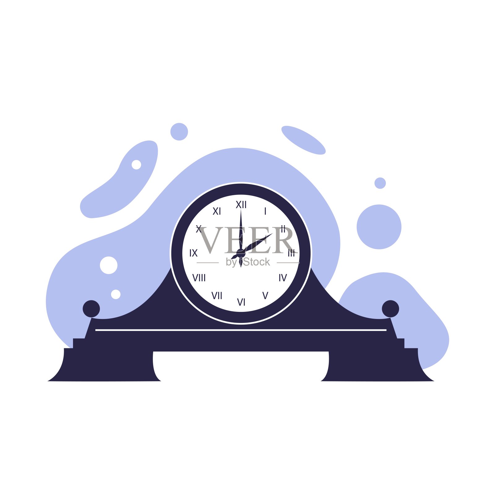 复古时钟与拨号在一个抽象的背景。插画图片素材