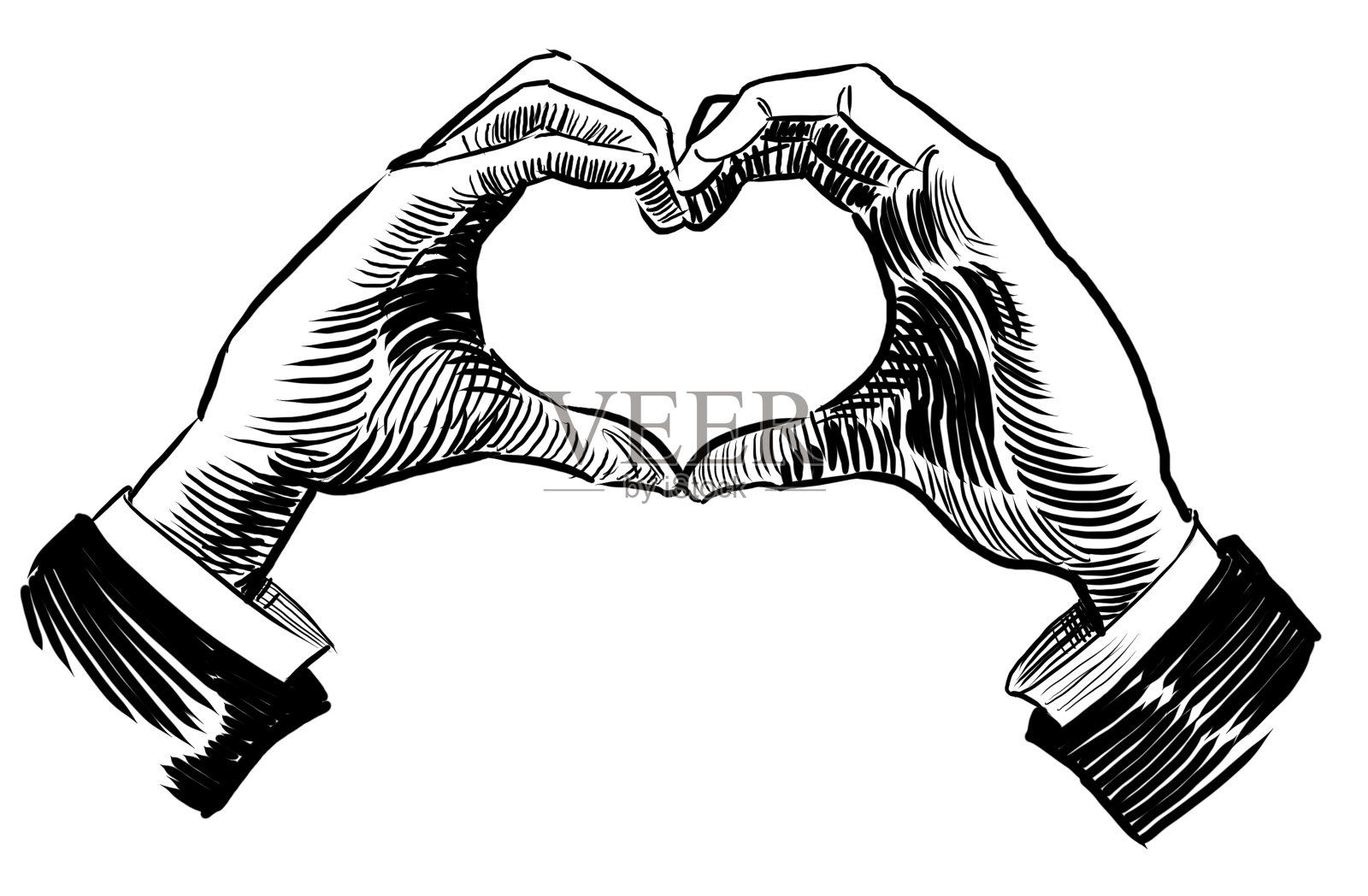 手做心形插画图片素材