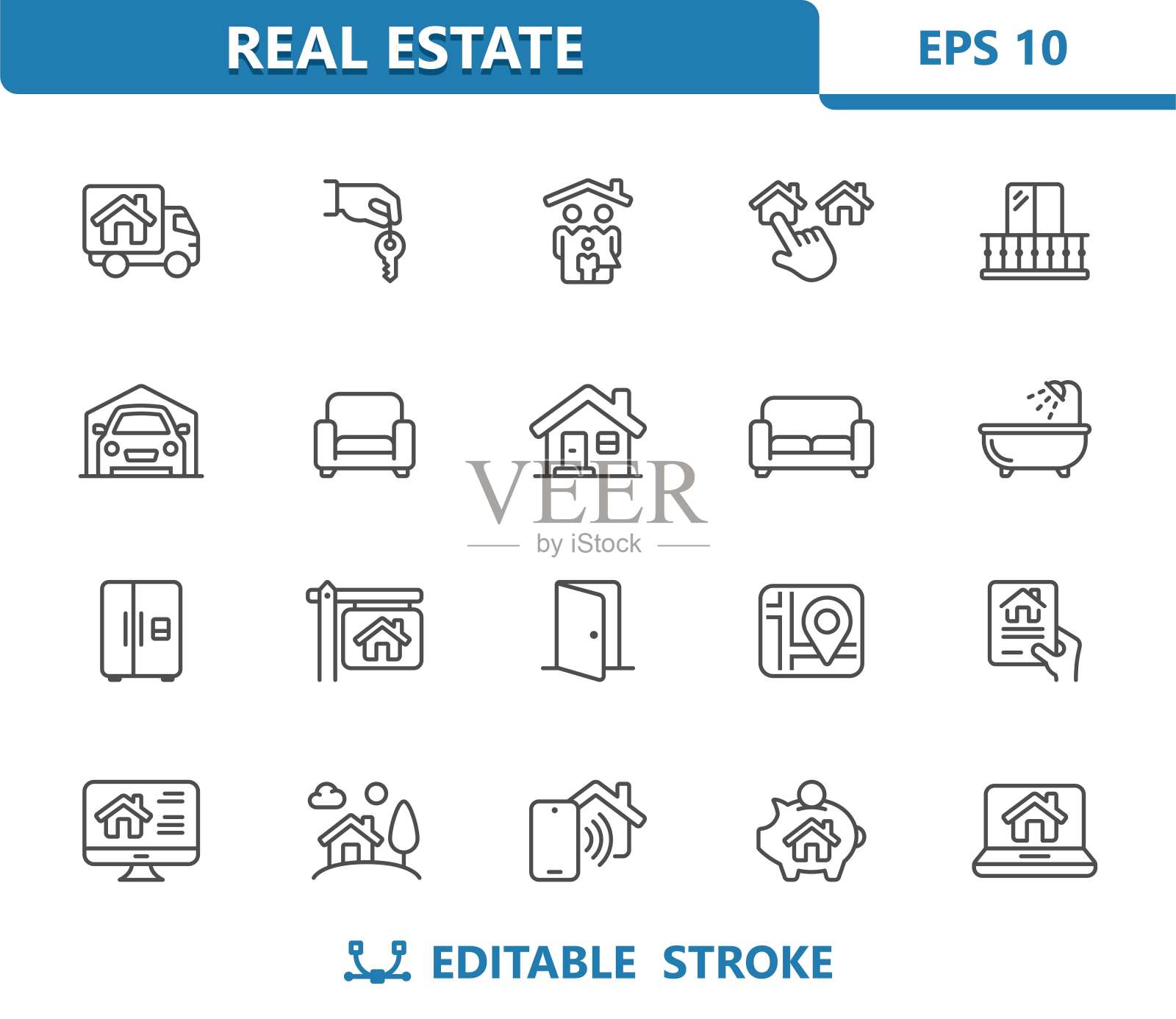 房地产图标。房子，家庭，建筑插画图片素材