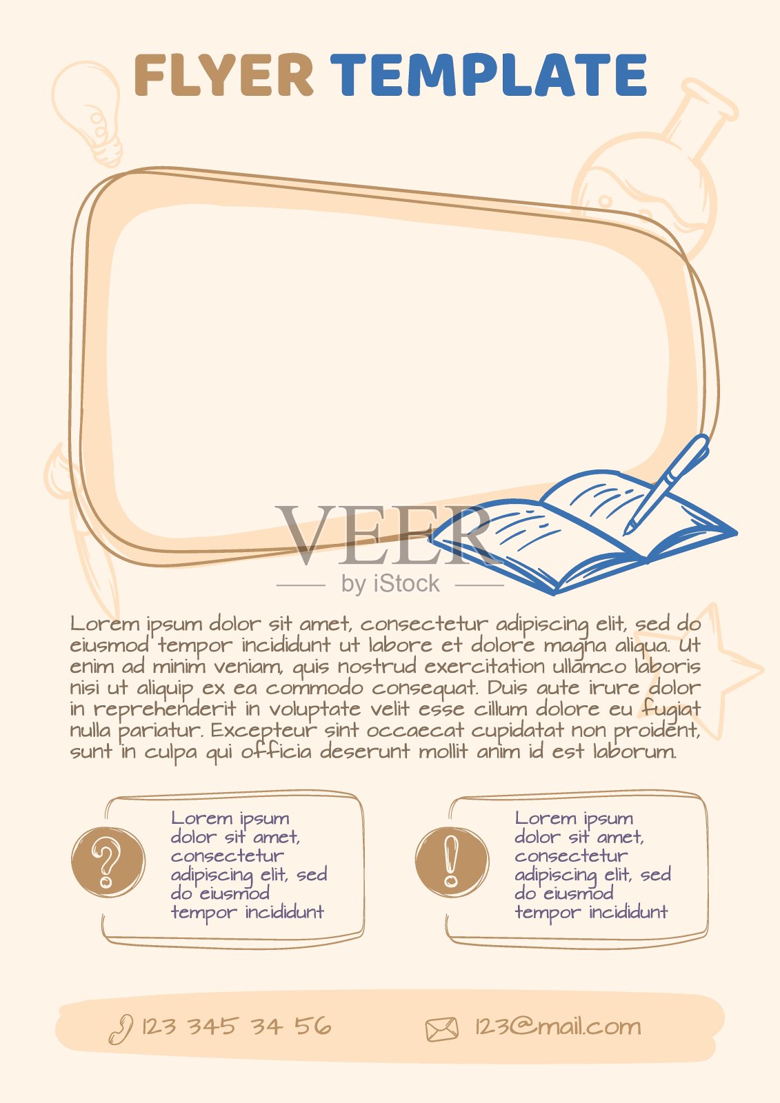 矢量模板的信息传单，广告，公告有关教育。学生可编辑的布局插画图片素材