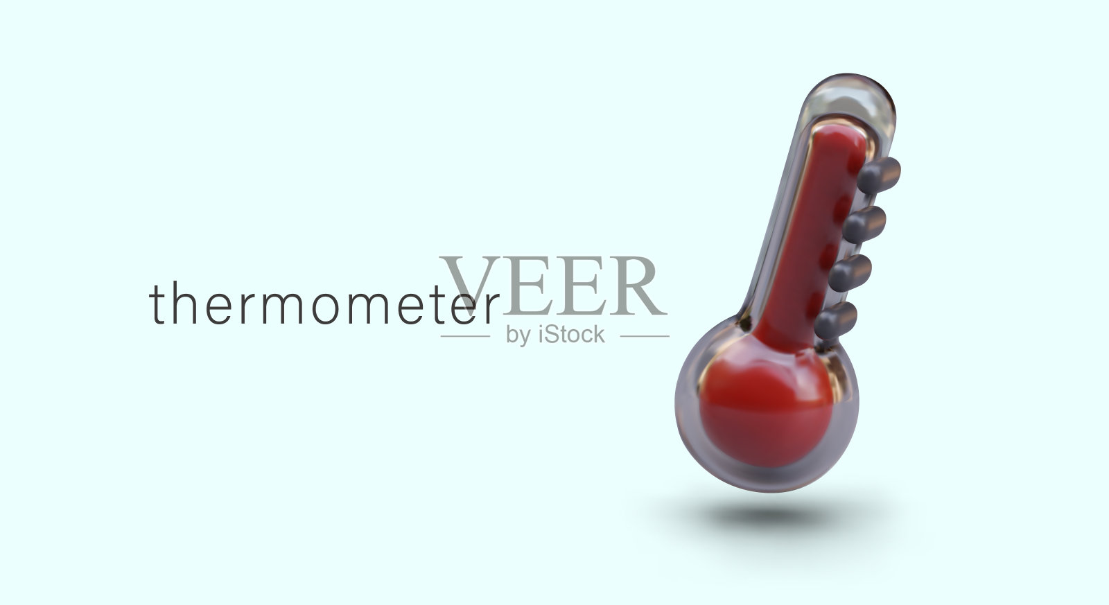矢量横幅与现实的红色温度计。测量温度的玻璃装置插画图片素材