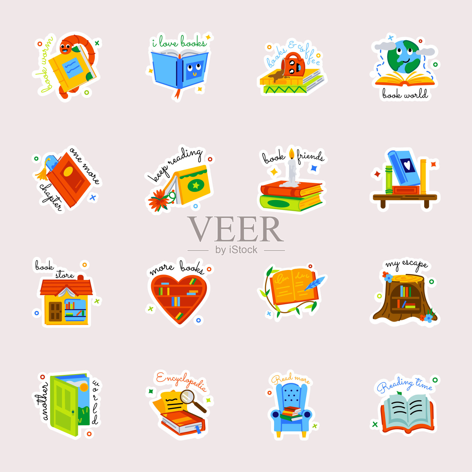 方便收集文学平面贴纸插画图片素材