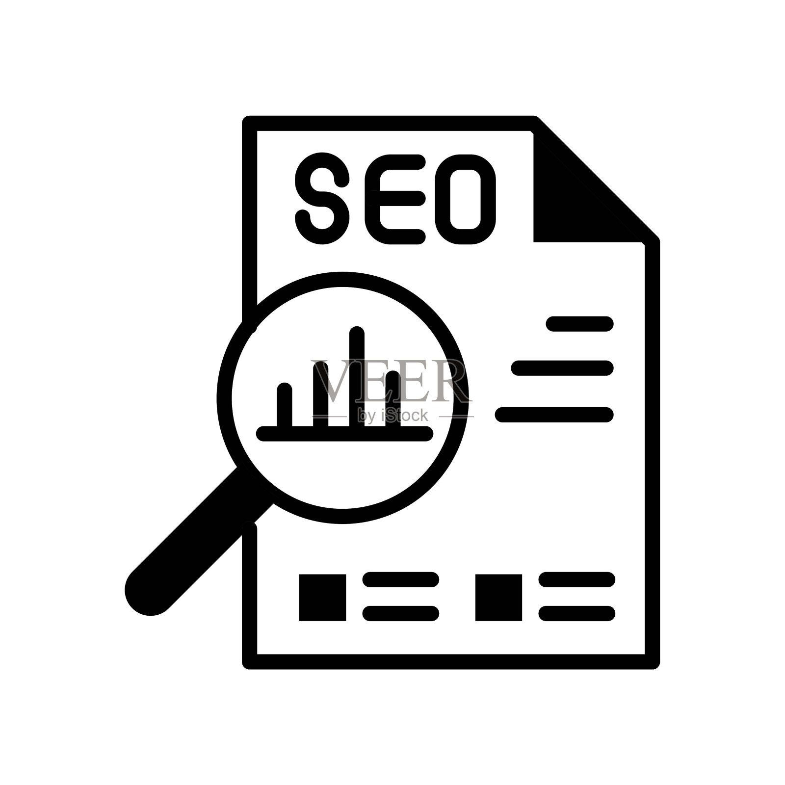 彻底的SEO数据审计:SEO数据审计图标。插画图片素材