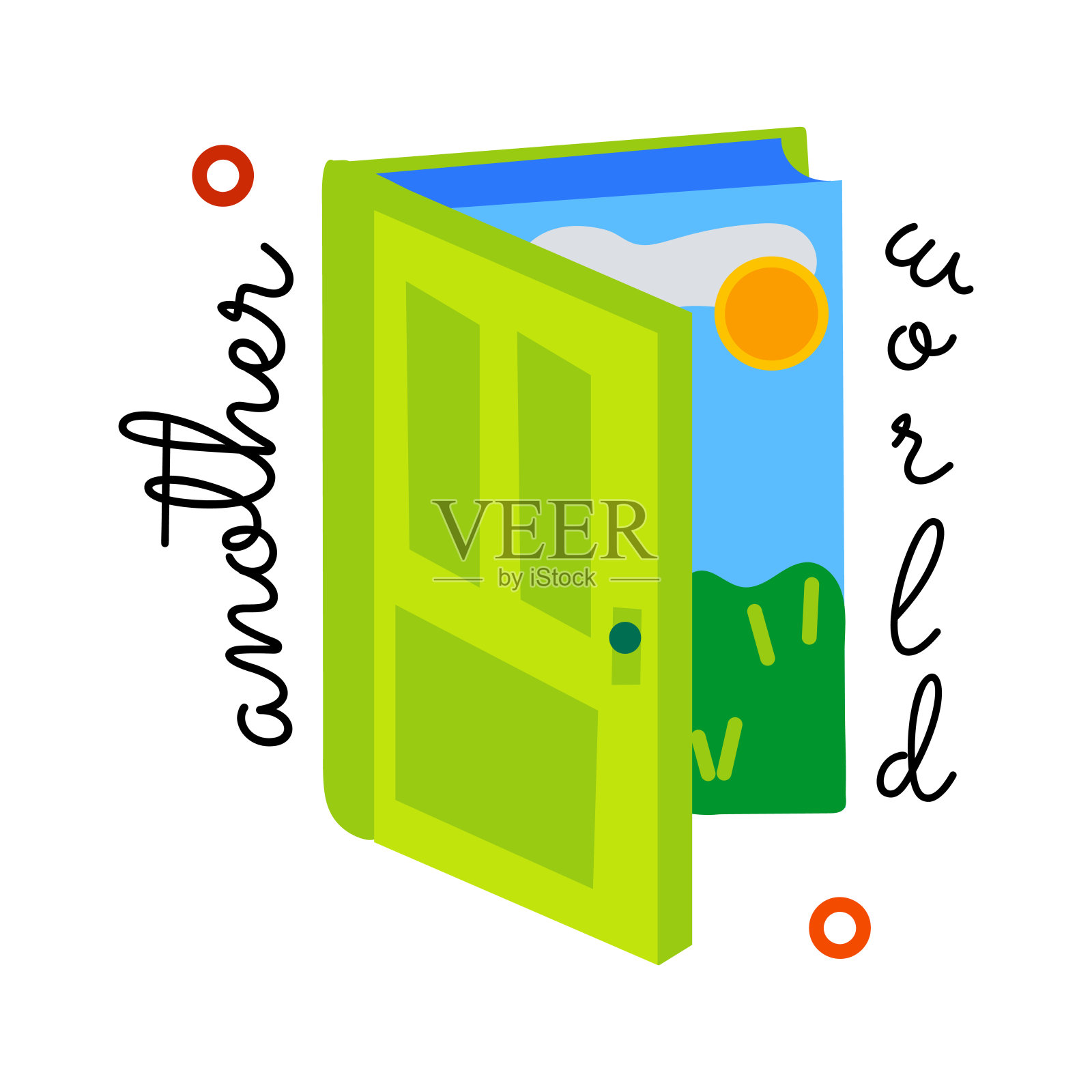 开着的门插画图片素材