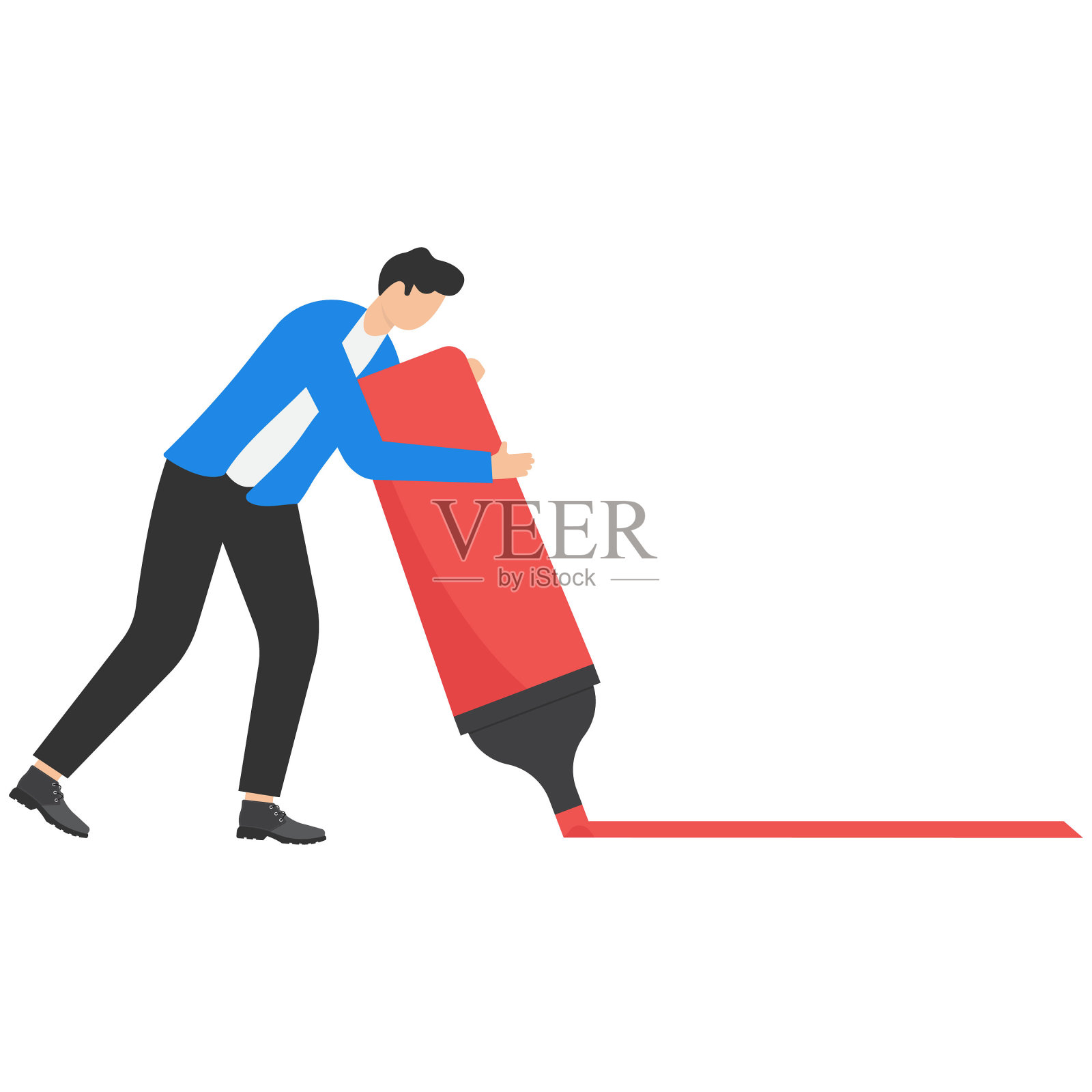 标记或突出重要信息，商务信息，成功计划，议程和约会概念的提醒或备注，严肃的商人用荧光笔突出重要的标记。插画图片素材