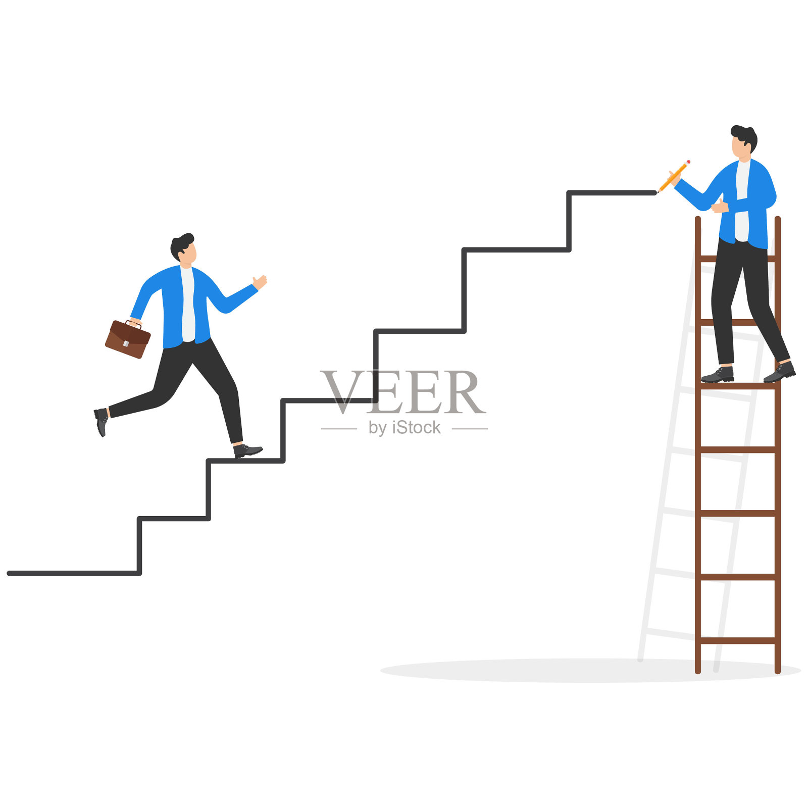 商人用手为他的伙伴画线以达到目的。商业团队合作和组织概念矢量插图。插画图片素材