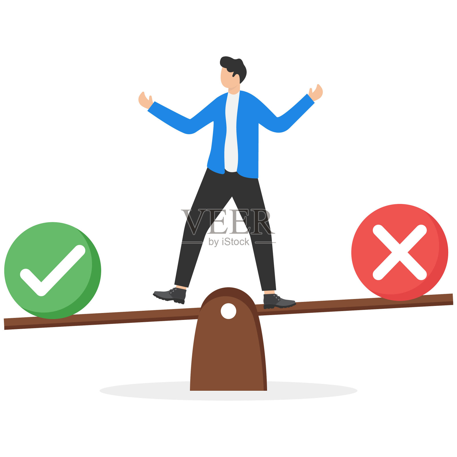 控制测试，赞成和反对，赞成和反对。不确定条件下的决策。现代矢量插图在平面风格插画图片素材