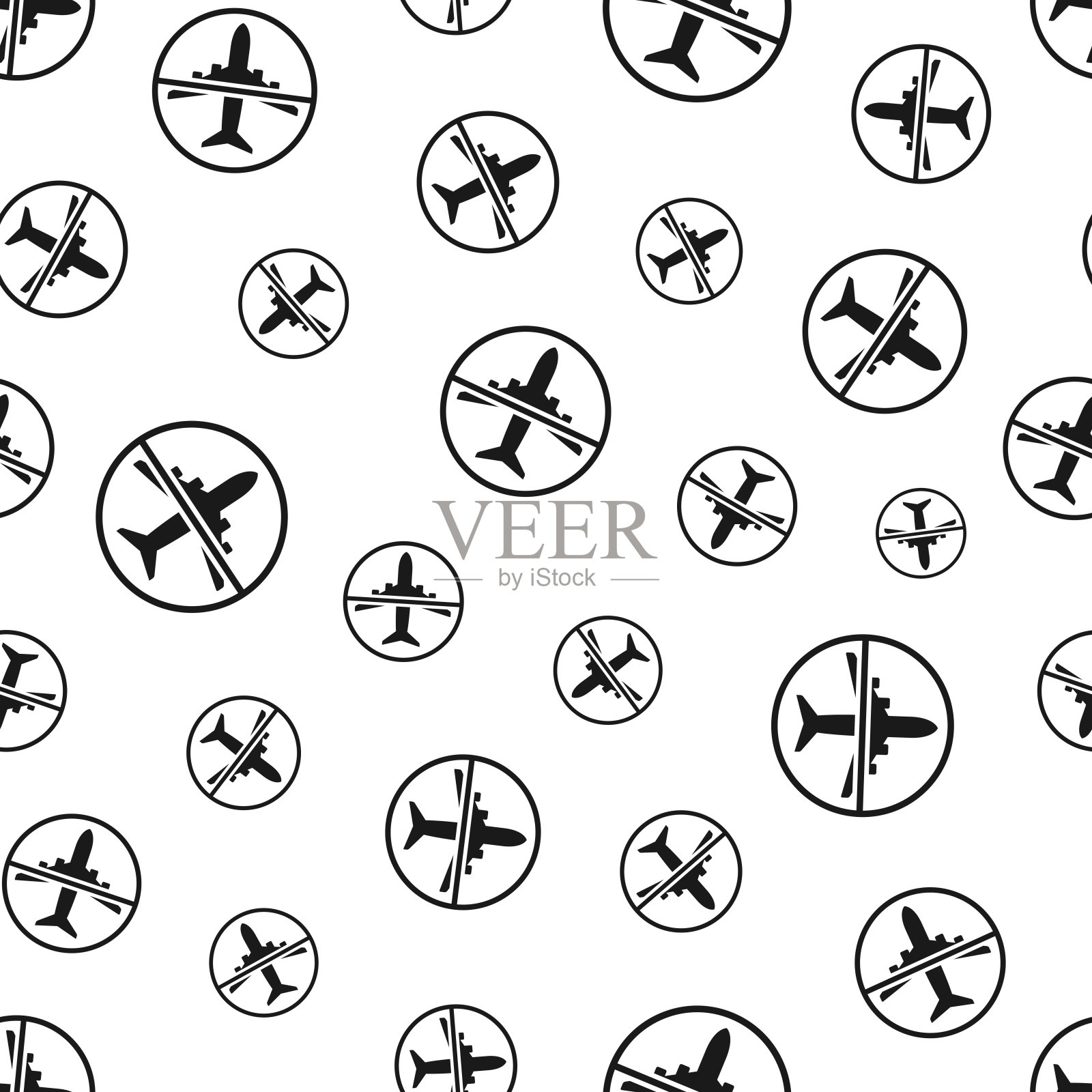 旅行禁令。无缝模式。白色背景的图标插画图片素材
